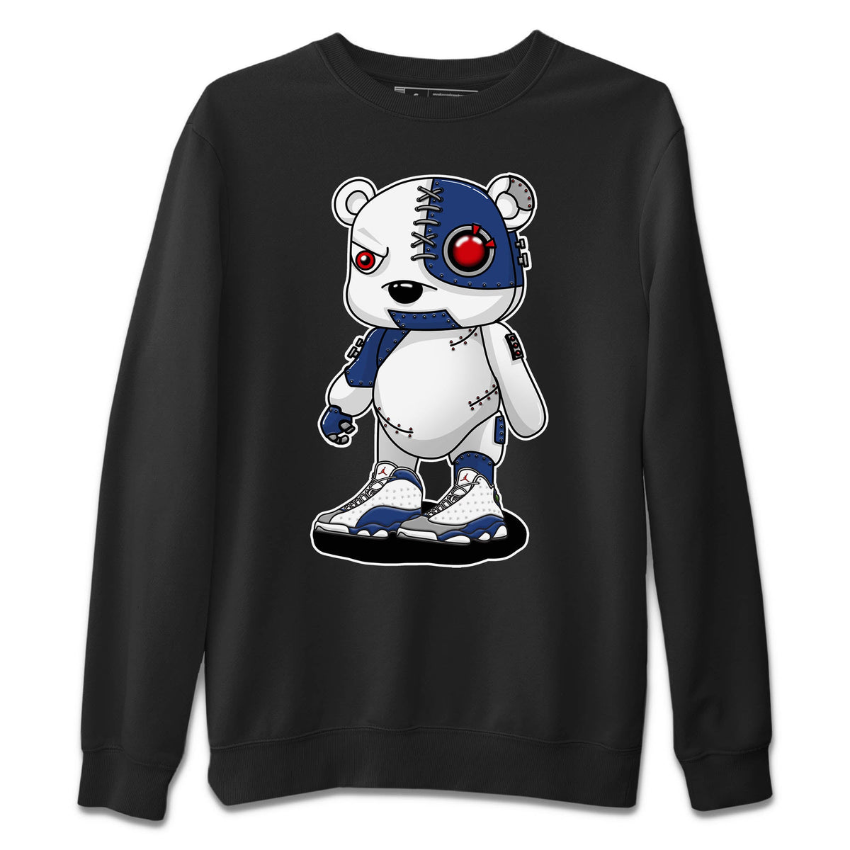 Jordan 13 French Blue Sneaker Matching T-Shirt Cyborg Bear Sneaker Tees Jordan 13 French Blue Sneaker Release Tees Crew Neck Tees