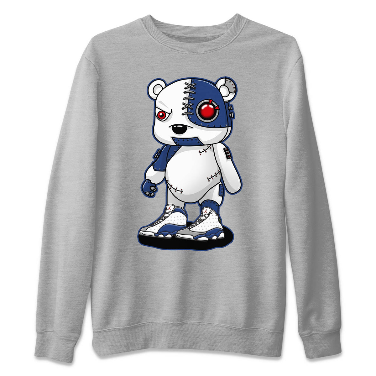 Jordan 13 French Blue Sneaker Matching T-Shirt Cyborg Bear Sneaker Tees Jordan 13 French Blue Sneaker Release Tees Crew Neck Tees