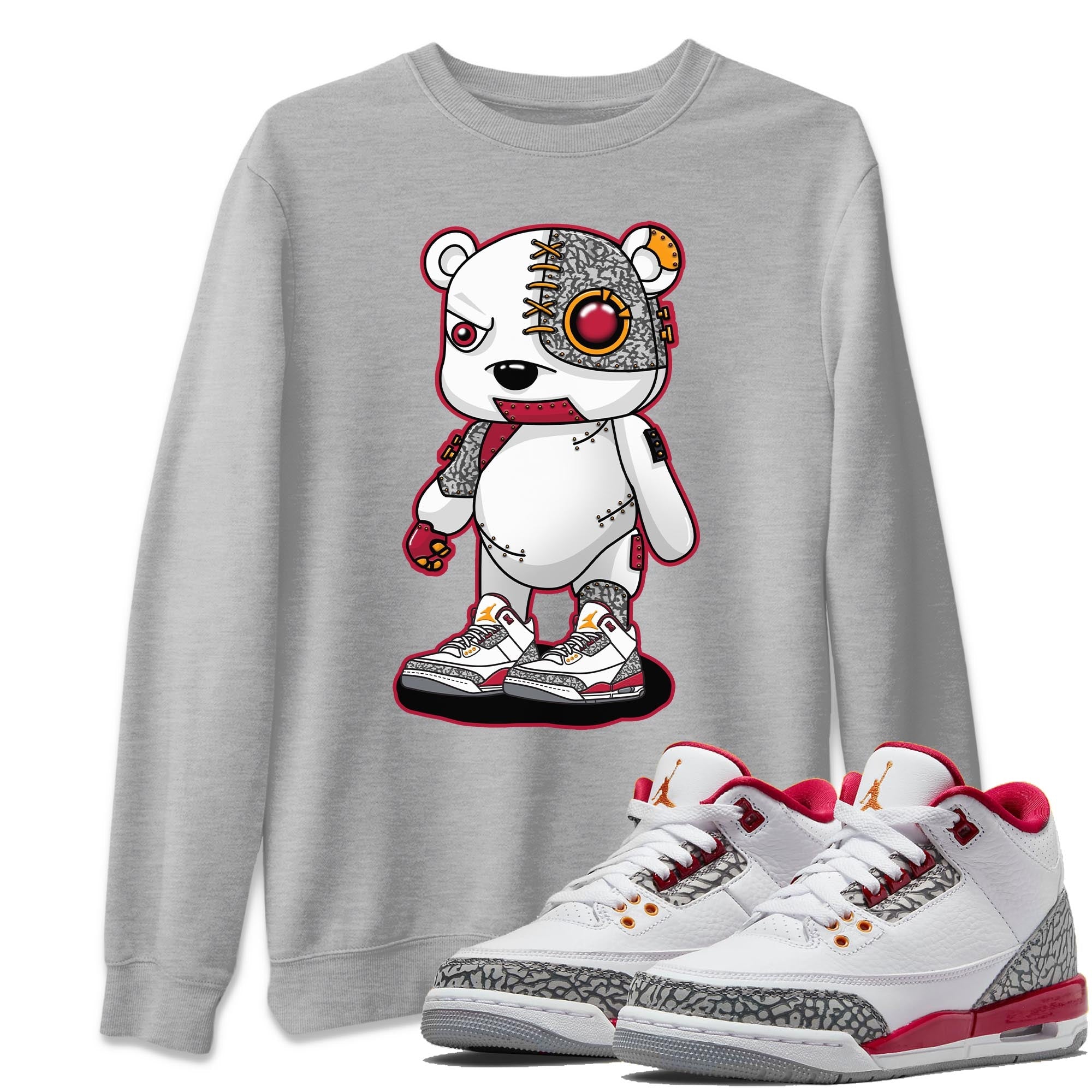 Jordan 3 Cardinal Shirt To Match Jordans Cyborg Bear Sneaker Tees Jordan 3 Cardinal Drip Gear Zone Sneaker Matching Clothing Unisex Shirts
