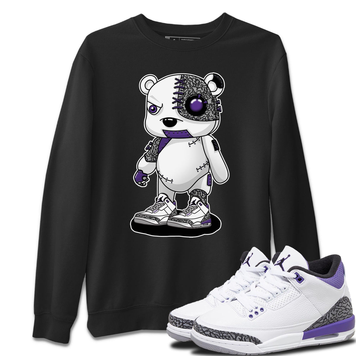 Jordan 3 Dark Iris Sneaker Matching T-Shirt Cyborg Bear Sneaker Tees Jordan 3 Dark Iris Sneaker Release Tees Crew Neck Tees