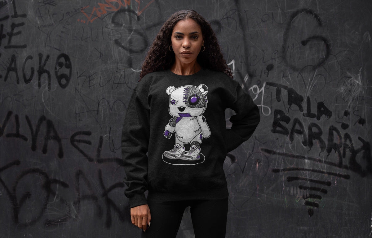 Jordan 3 Dark Iris Sneaker Matching T-Shirt Cyborg Bear Sneaker Tees Jordan 3 Dark Iris Sneaker Release Tees Crew Neck Tees