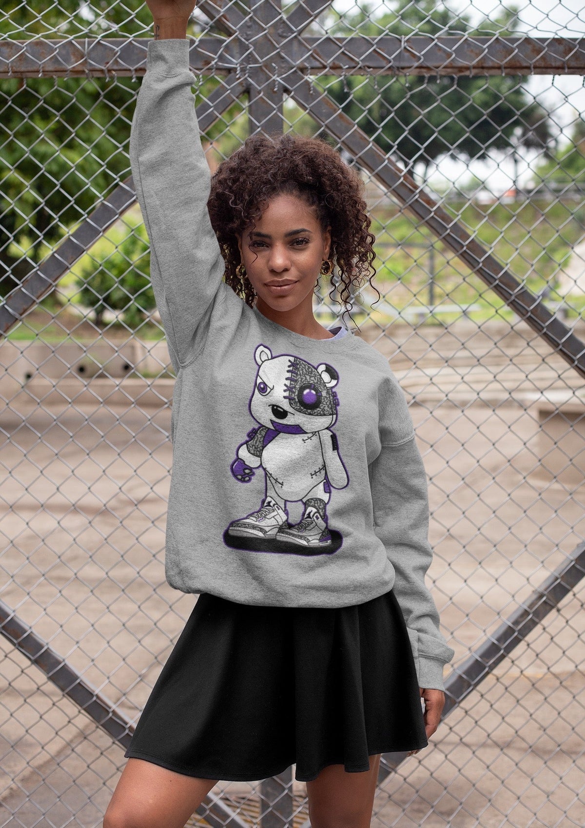 Jordan 3 Dark Iris Sneaker Matching T-Shirt Cyborg Bear Sneaker Tees Jordan 3 Dark Iris Sneaker Release Tees Crew Neck Tees