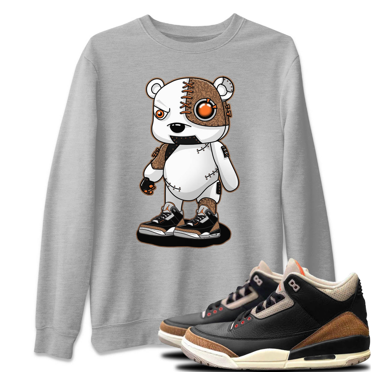 Jordan 3 Desert Elephant Sneaker Matching T-Shirt Cyborg Bear Sneaker Tees Jordan 3 Desert Elephant Sneaker Release Tees Crew Neck Tees