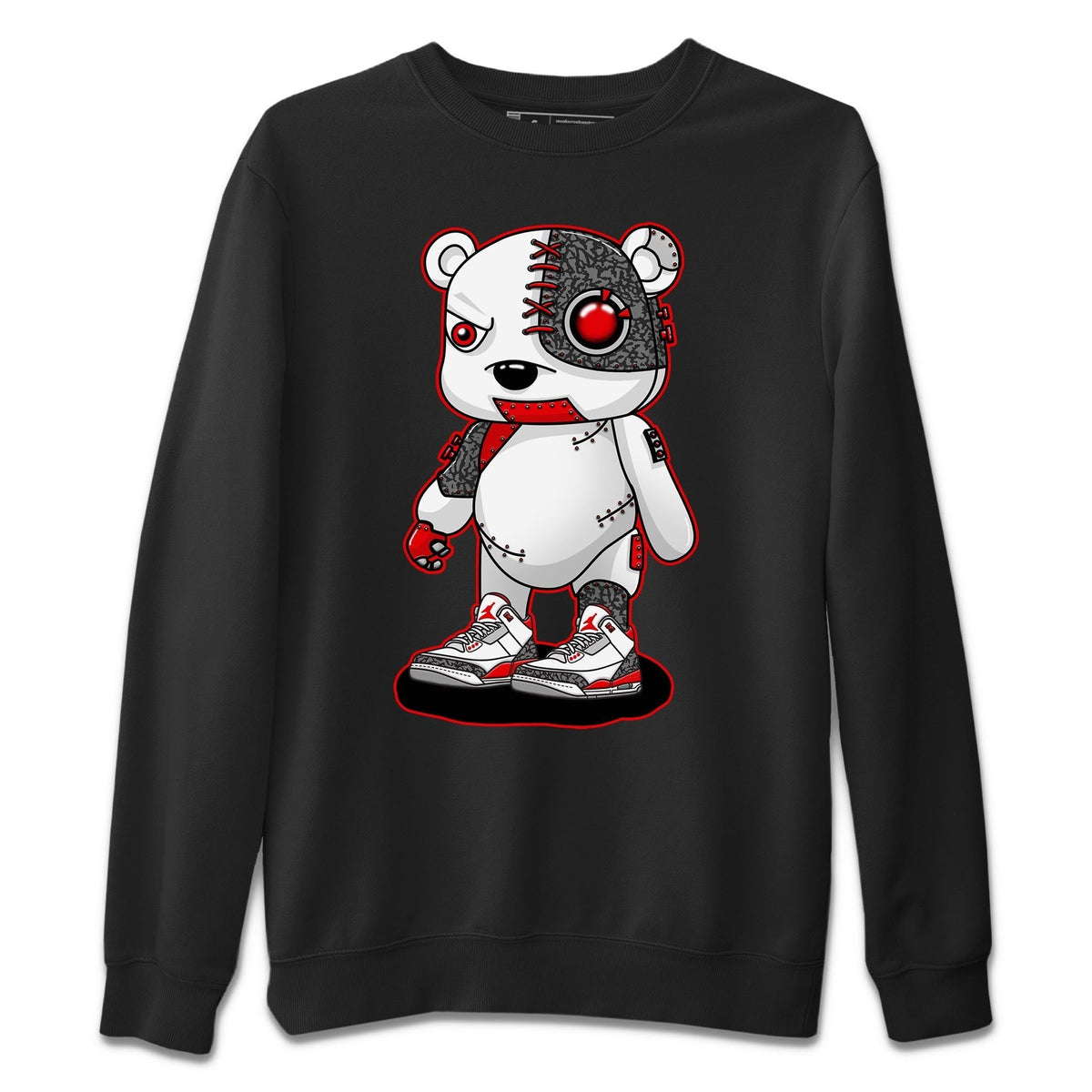 Jordan 3 Fire Red Sneaker Matching T-Shirt Cyborg Bear Sneaker Tees Jordan 3 Fire Red Sneaker Release Tees Crew Neck Tees