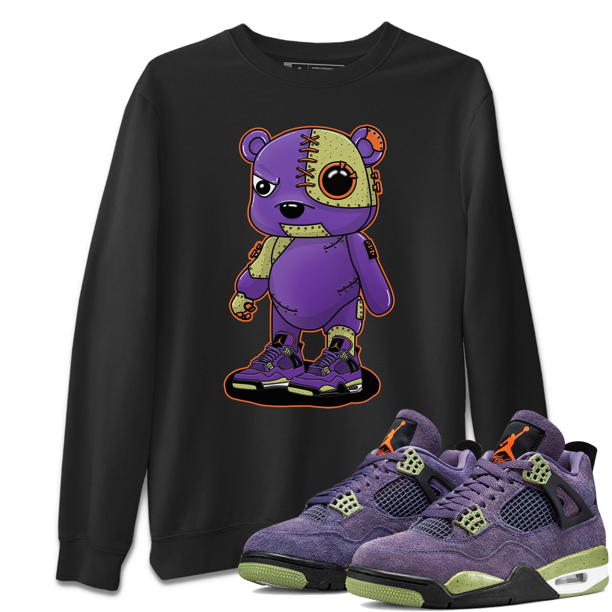 Jordan 4 Canyon Purple Sneaker Matching T-Shirt Cyborg Bear Sneaker Tees Jordan 4 Canyon Purple Sneaker Release Tees Crew Neck Tees