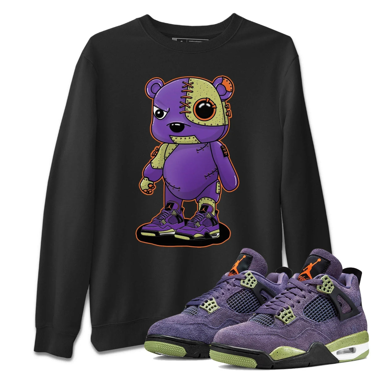 Jordan 4 Canyon Purple Sneaker Matching T-Shirt Cyborg Bear Sneaker Tees Jordan 4 Canyon Purple Sneaker Release Tees Crew Neck Tees