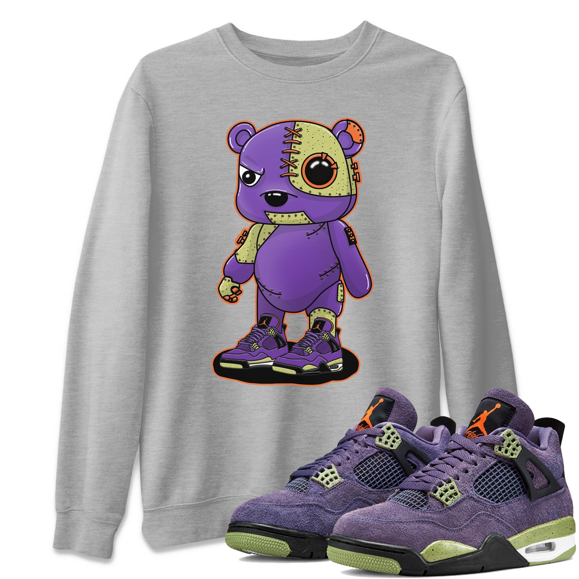 Jordan 4 Canyon Purple Sneaker Matching T-Shirt Cyborg Bear Sneaker Tees Jordan 4 Canyon Purple Sneaker Release Tees Crew Neck Tees