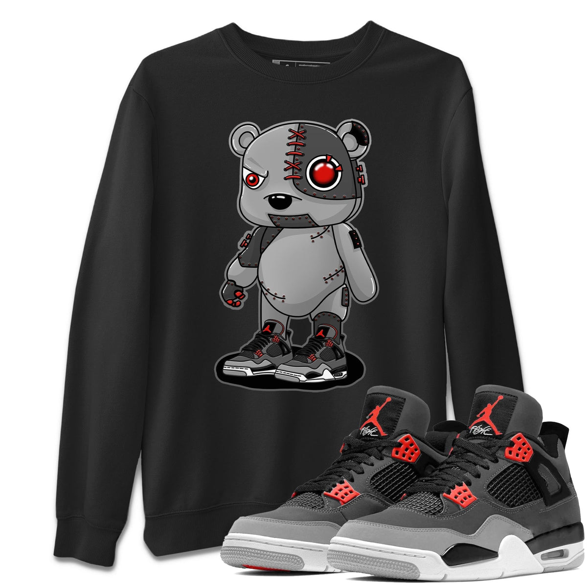 Jordan 4 Infrared Sneaker Matching T-Shirt Cyborg Bear Sneaker Tees Jordan 4 Infrared Sneaker Release Tees Crew Neck Tees