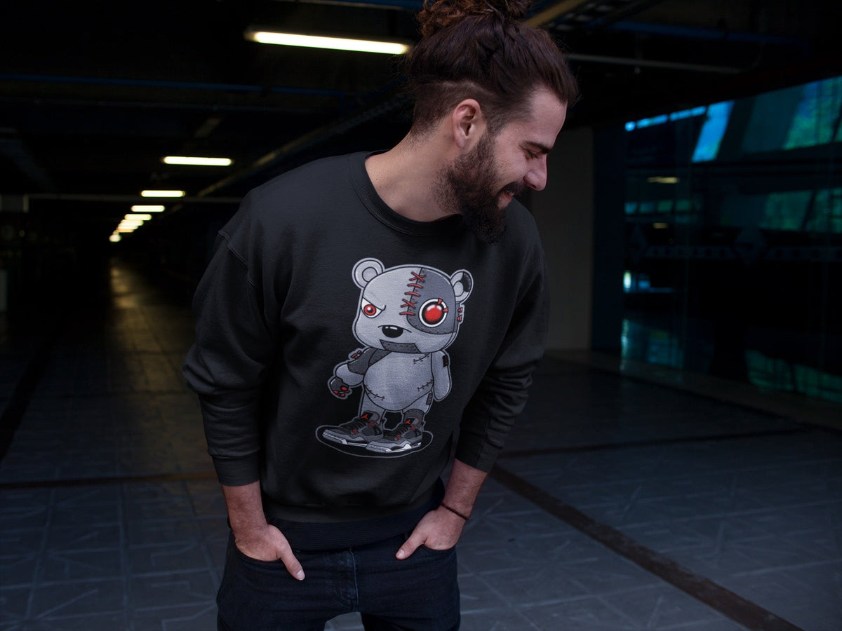 Jordan 4 Infrared Sneaker Matching T-Shirt Cyborg Bear Sneaker Tees Jordan 4 Infrared Sneaker Release Tees Crew Neck Tees