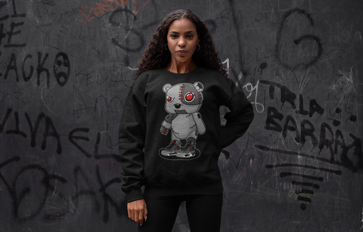 Jordan 4 Infrared Sneaker Matching T-Shirt Cyborg Bear Sneaker Tees Jordan 4 Infrared Sneaker Release Tees Crew Neck Tees