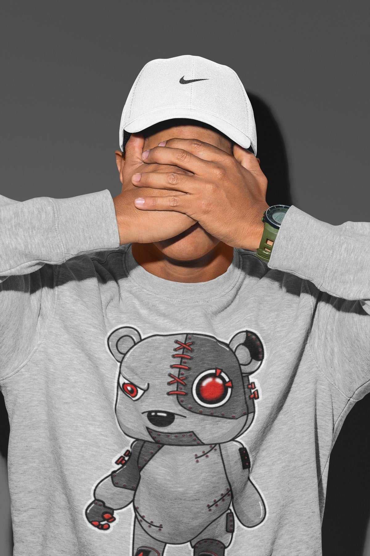 Jordan 4 Infrared Sneaker Matching T-Shirt Cyborg Bear Sneaker Tees Jordan 4 Infrared Sneaker Release Tees Crew Neck Tees