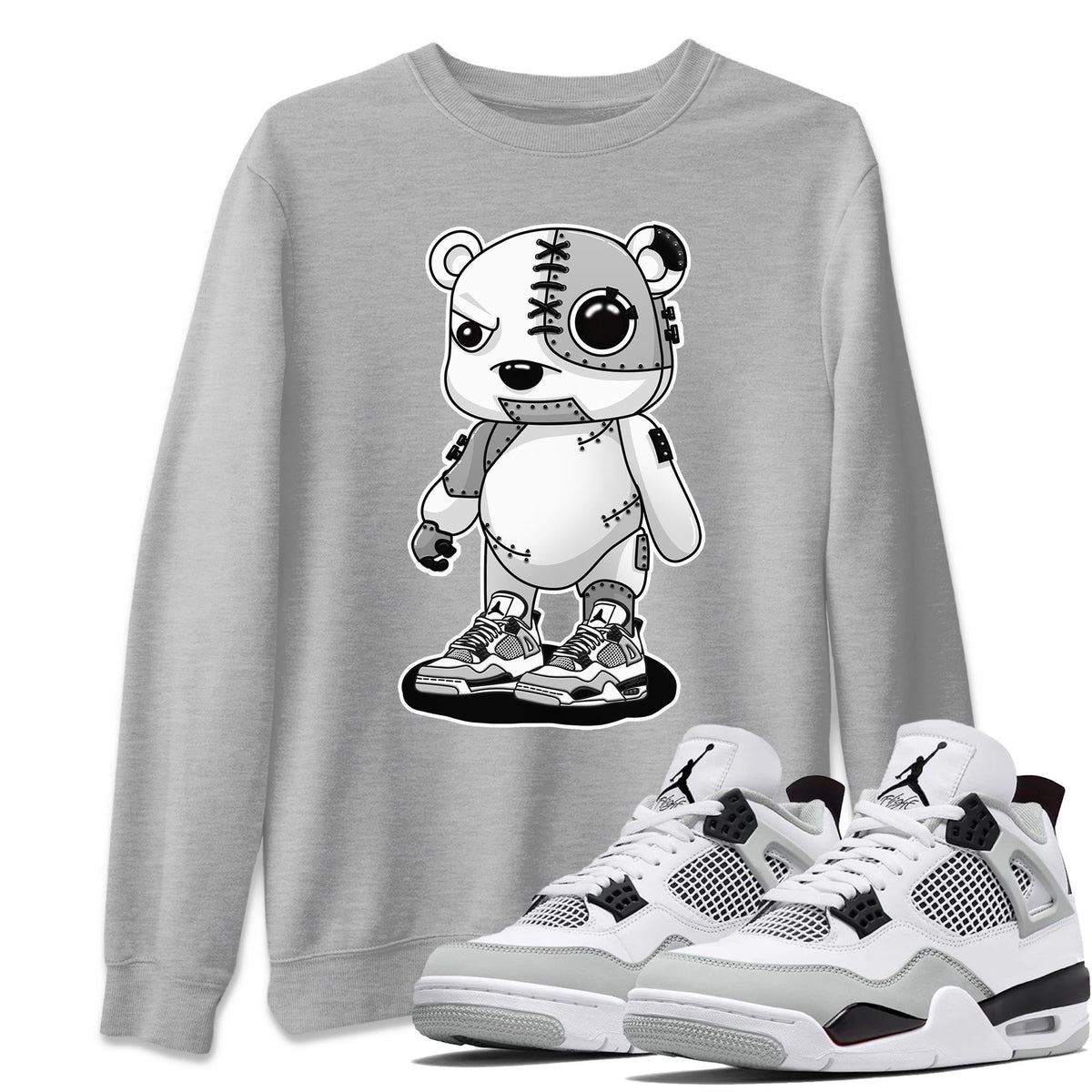 Jordan 4 Military Black Sneaker Matching T-Shirt Cyborg Bear Sneaker Tees Jordan 4 Military Black Sneaker Release Tees Crew Neck Tees