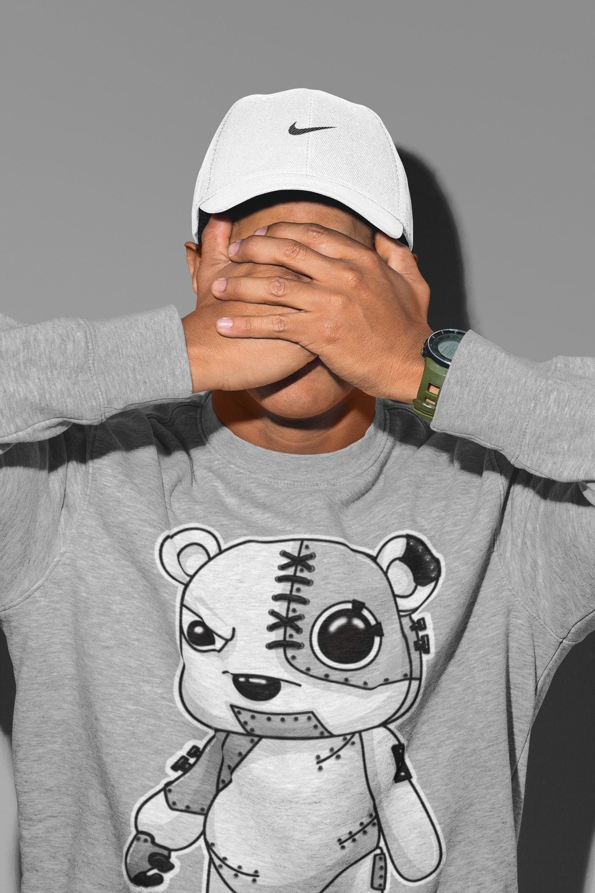 Jordan 4 Military Black Sneaker Matching T-Shirt Cyborg Bear Sneaker Tees Jordan 4 Military Black Sneaker Release Tees Crew Neck Tees