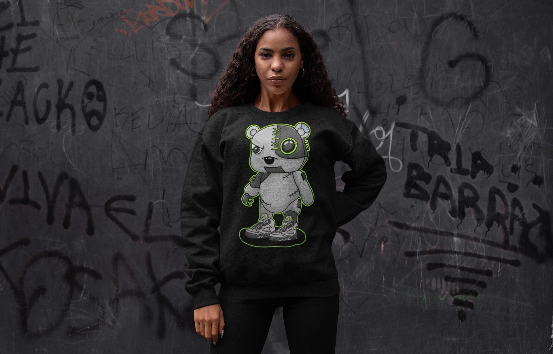 Jordan 5 Green Bean Sneaker Matching T-Shirt Cyborg Bear Sneaker Tees Jordan 5 Green Bean Sneaker Release Tees Crew Neck Tees