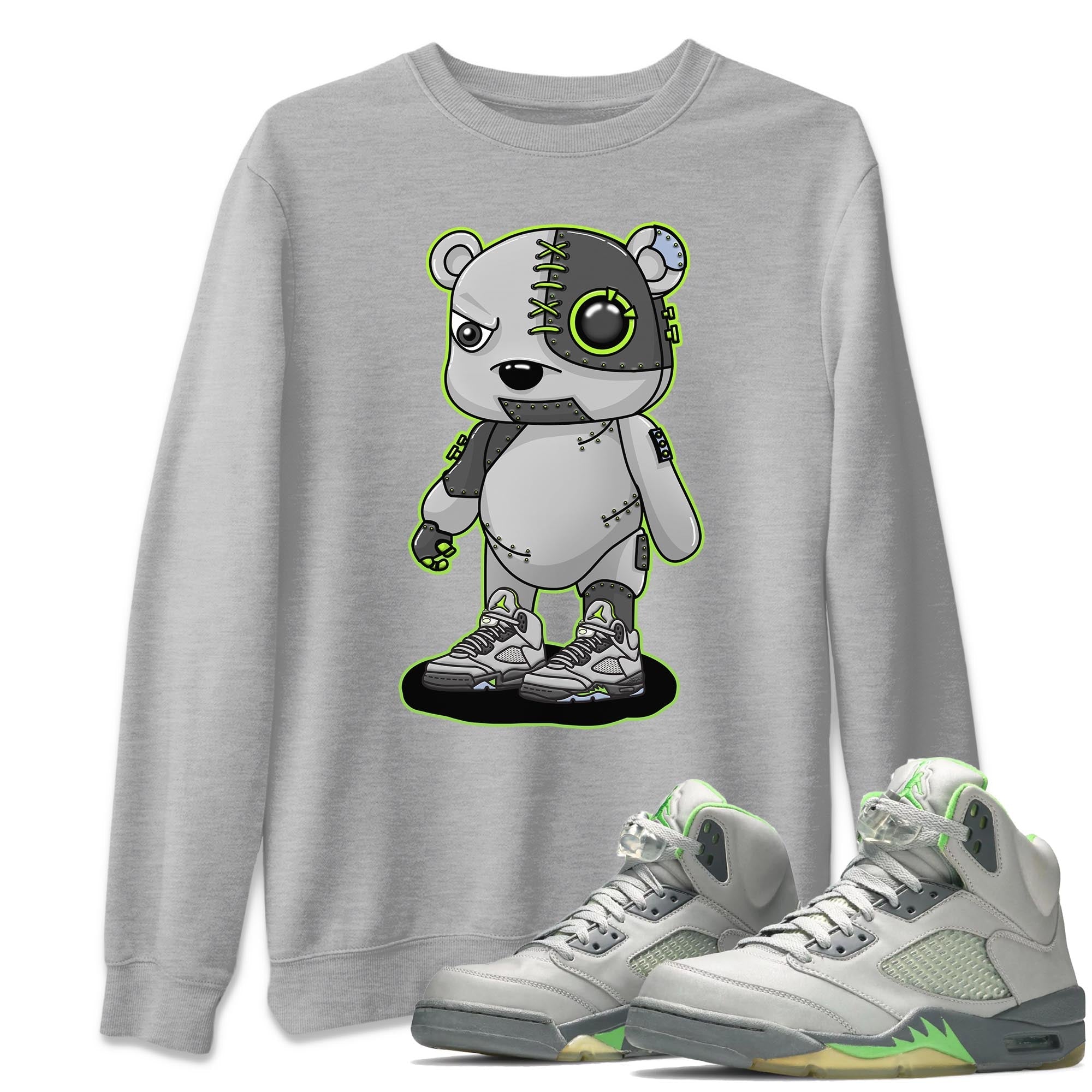 Jordan 5 Green Bean Sneaker Matching T-Shirt Cyborg Bear Sneaker Tees Jordan 5 Green Bean Sneaker Release Tees Crew Neck Tees