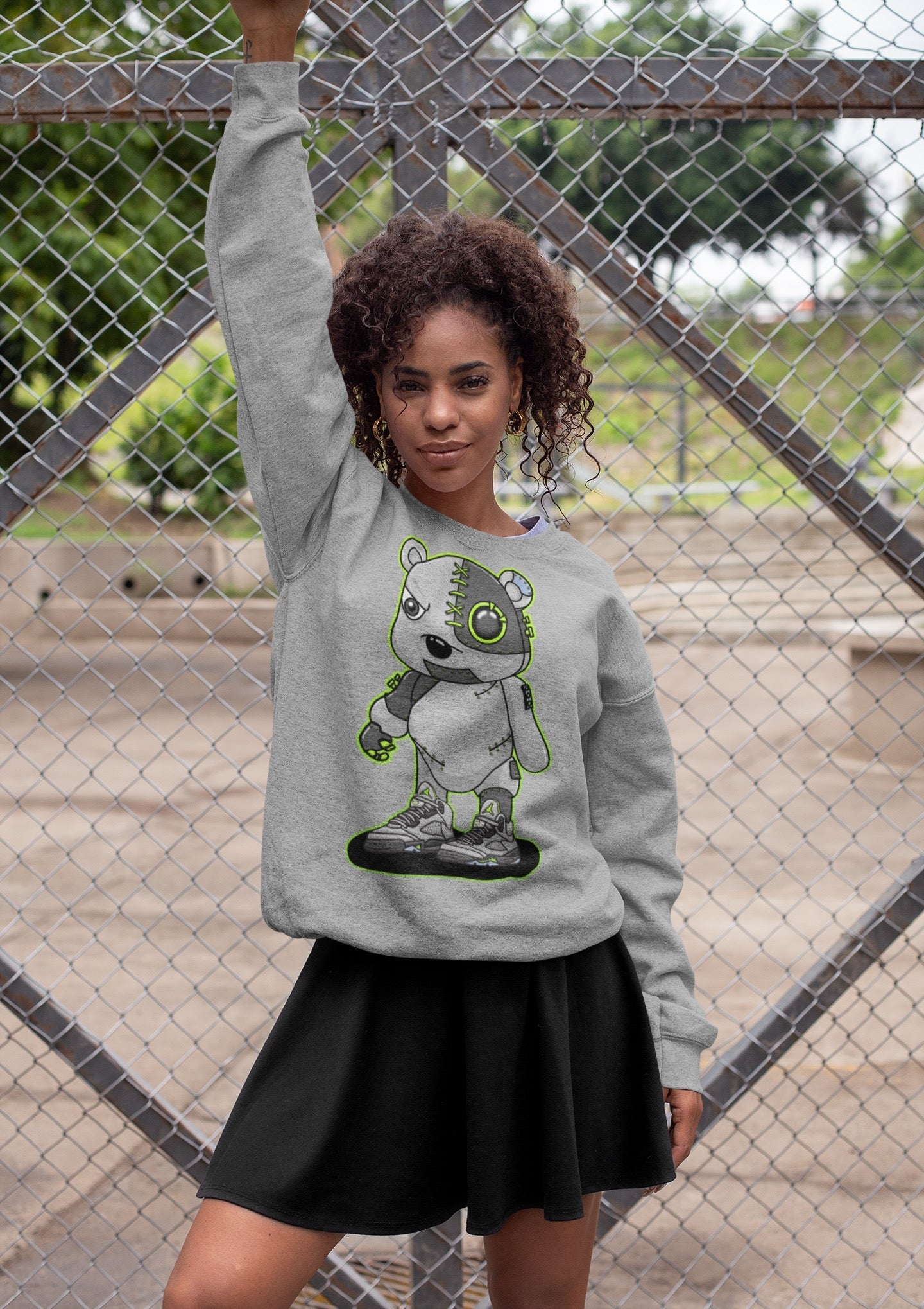 Jordan 5 Green Bean Sneaker Matching T-Shirt Cyborg Bear Sneaker Tees Jordan 5 Green Bean Sneaker Release Tees Crew Neck Tees