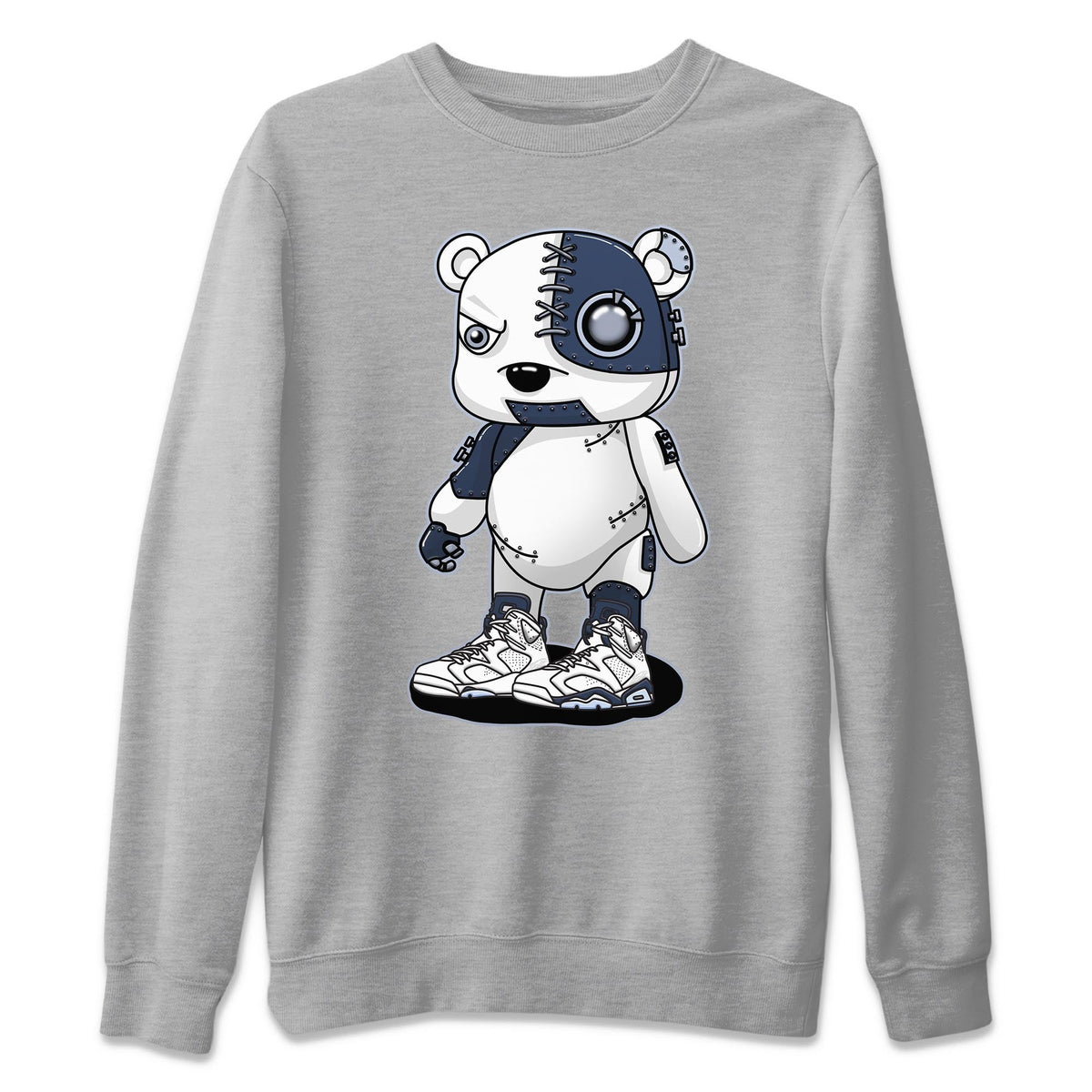 Jordan 6 Midnight Navy Sneaker Matching T-Shirt Cyborg Bear Sneaker Tees Jordan 6 Midnight Navy Sneaker Release Tees Crew Neck Tees