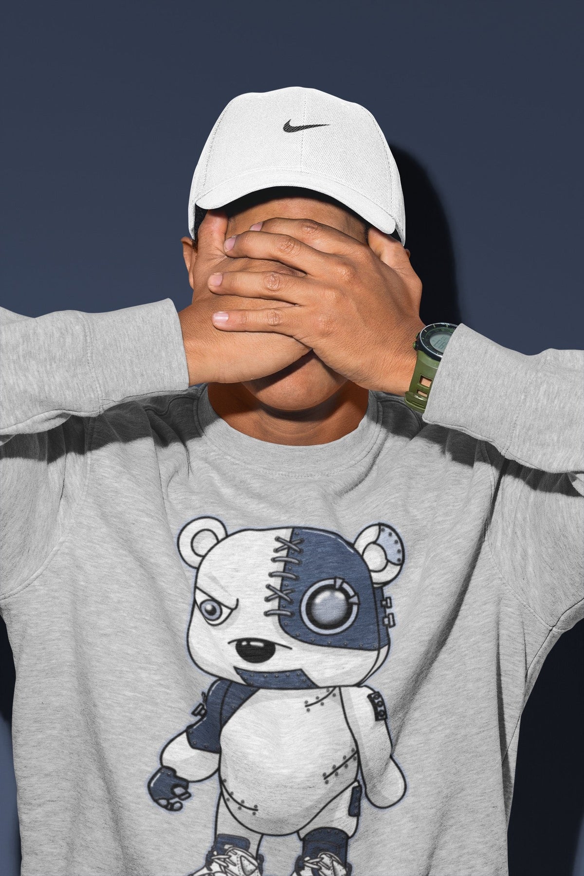 Jordan 6 Midnight Navy Sneaker Matching T-Shirt Cyborg Bear Sneaker Tees Jordan 6 Midnight Navy Sneaker Release Tees Crew Neck Tees