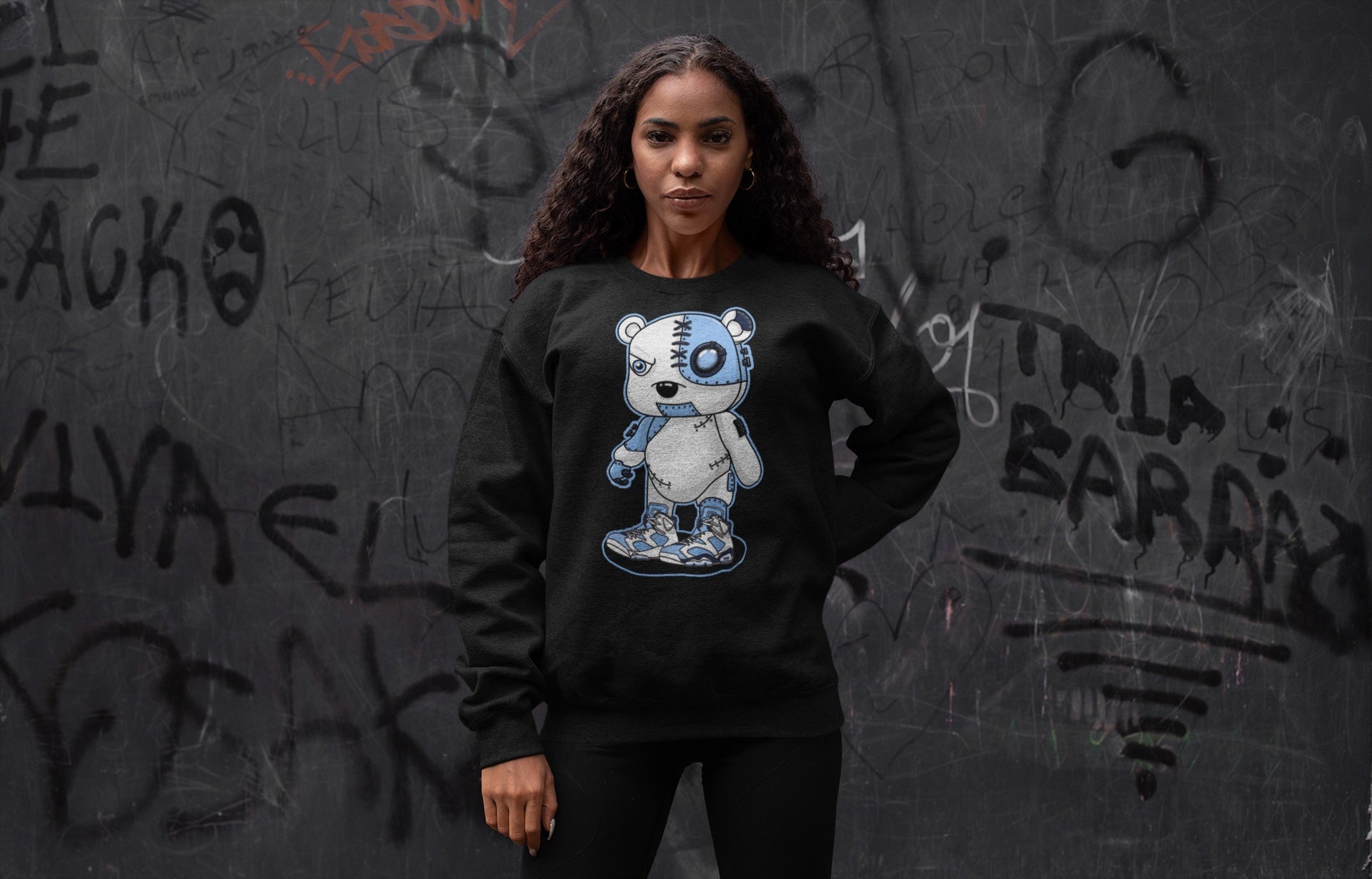 Jordan 6 UNC Shirt To Match Jordans Cyborg Bear Sneaker Tees Jordan 6 UNC Drip Gear Zone Sneaker Matching Clothing Unisex Shirts