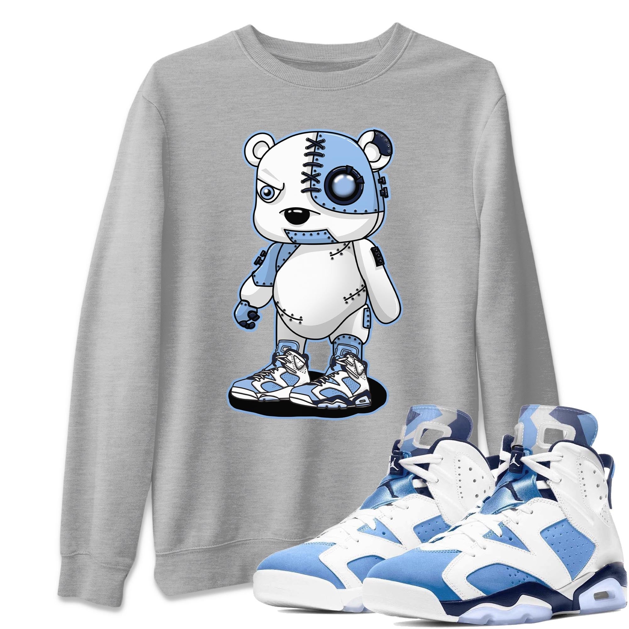 Jordan 6 UNC Shirt To Match Jordans Cyborg Bear Sneaker Tees Jordan 6 UNC Drip Gear Zone Sneaker Matching Clothing Unisex Shirts
