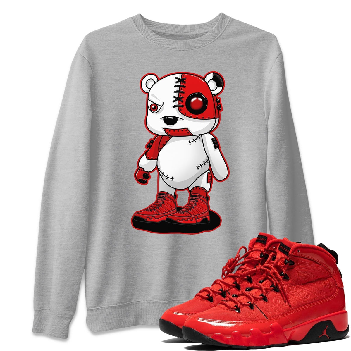 Jordan 9 Chile Red Shirt To Match Jordans Cyborg Bear Sneaker Tees Jordan 9 Chile Red Drip Gear Zone Sneaker Matching Clothing Unisex Shirts