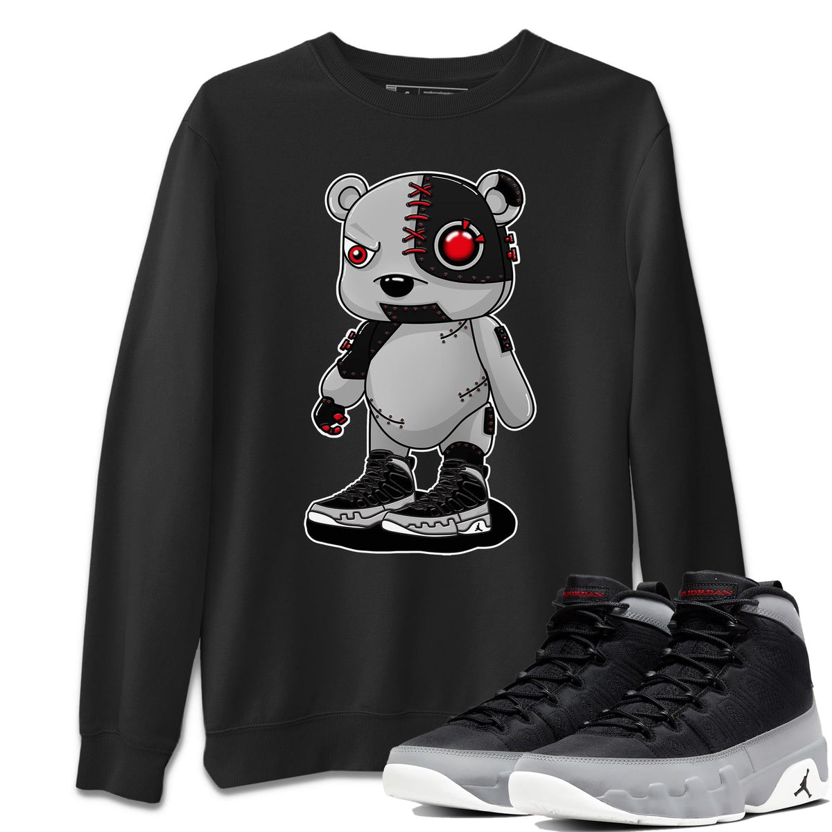 Jordan 9 Particle Grey Shirt To Match Jordans Cyborg Bear Sneaker Tees Jordan 9 Particle Grey Drip Gear Zone Sneaker Matching Clothing Unisex Shirts