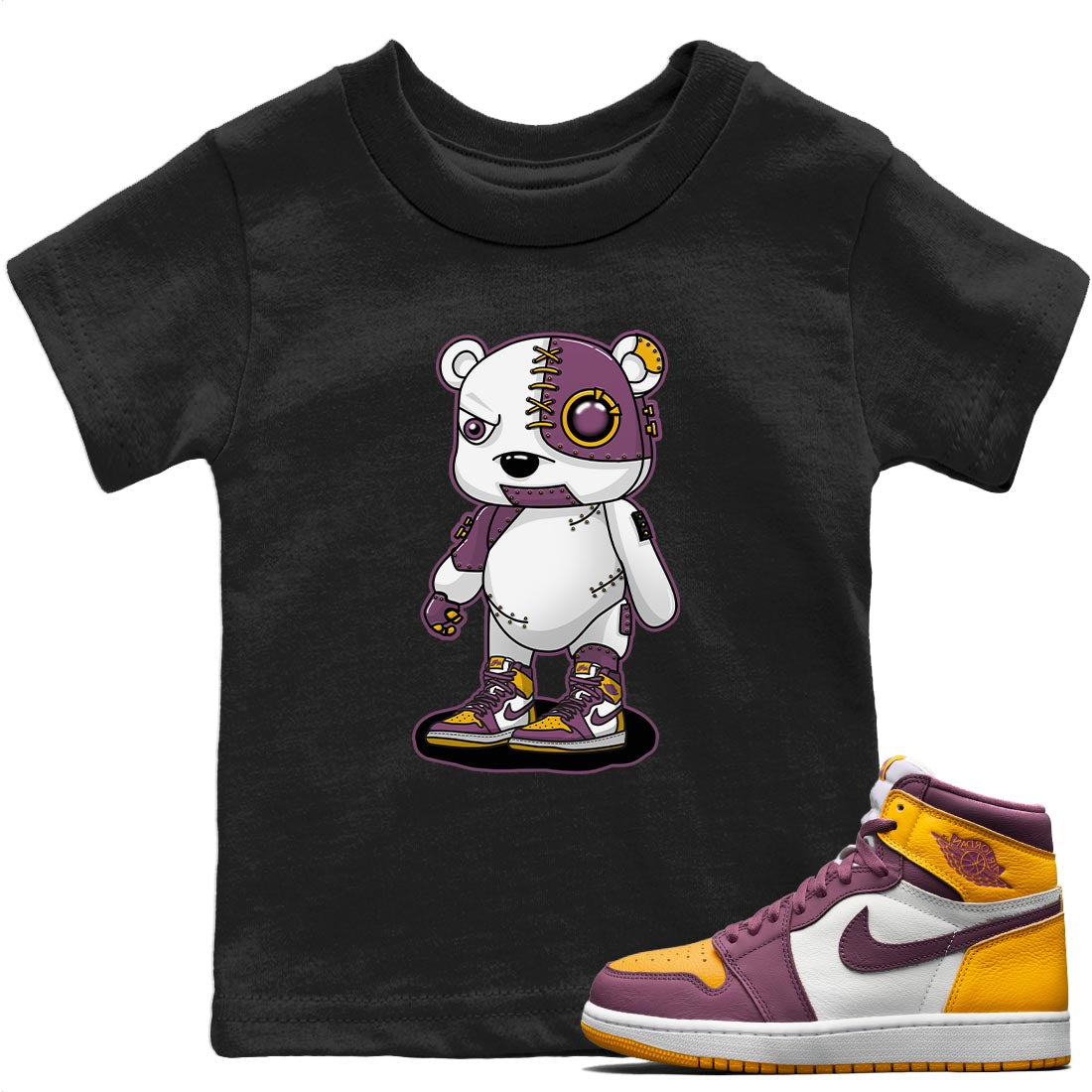 Jordan 1 Brotherhood Sneaker Matching T-Shirt Cyborg Bear Sneaker Tees Jordan 1 Brotherhood Sneaker Release Tees Kids Shirts