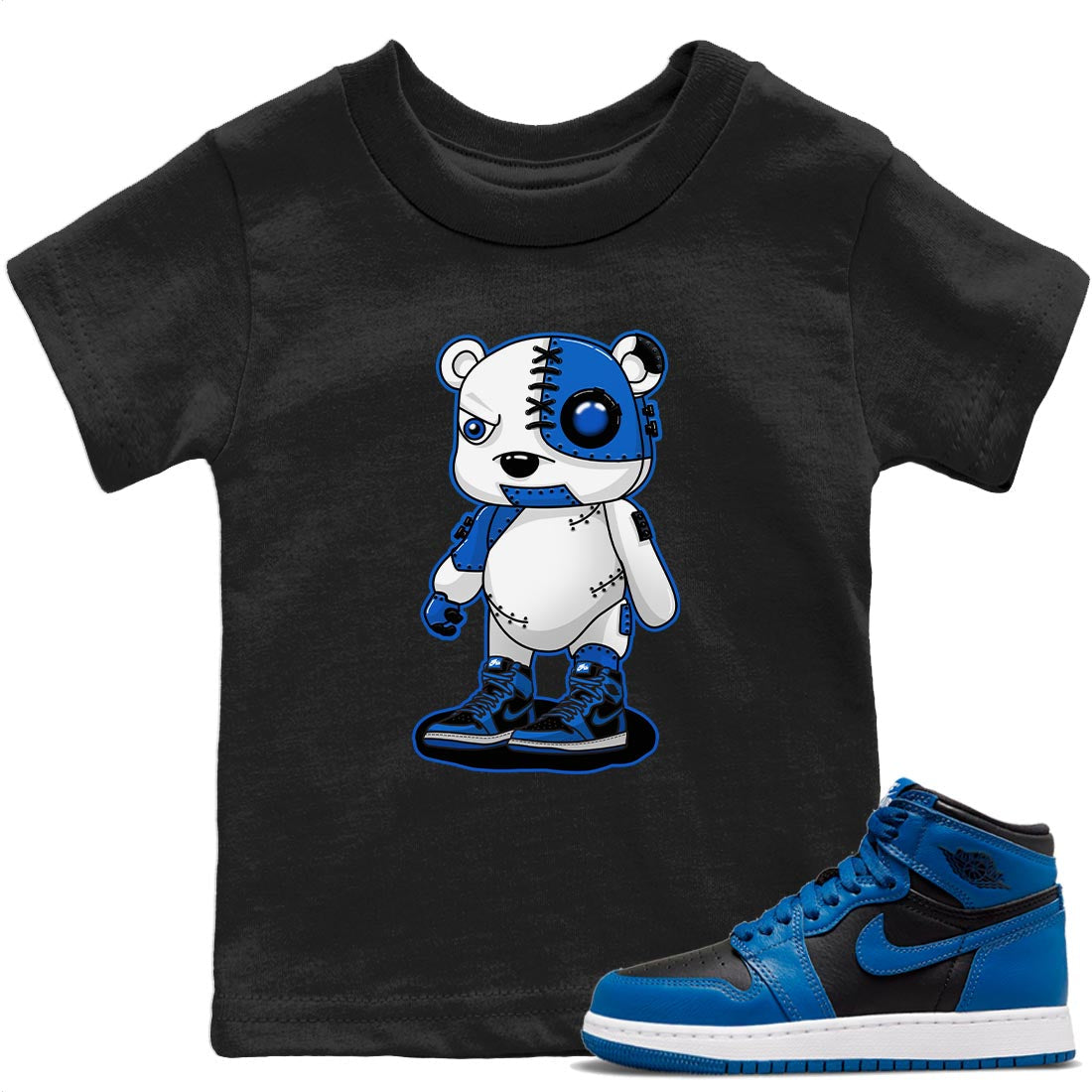 Jordan 1 Dark Marina Blue Sneaker Matching T-Shirt Cyborg Bear Sneaker Tees Jordan 1 Dark Marina Blue Sneaker Release Tees Kids Shirts