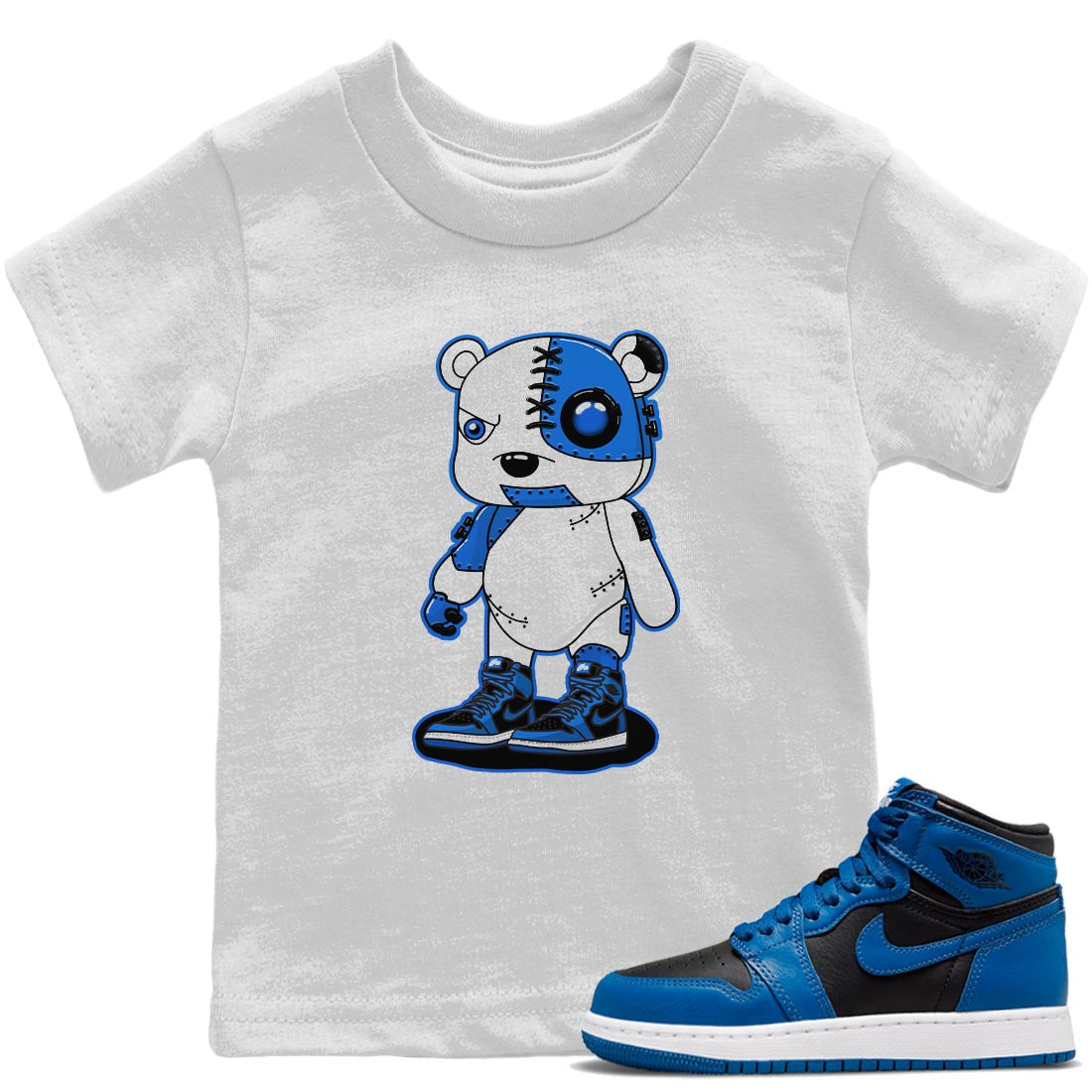 Jordan 1 Dark Marina Blue Sneaker Matching T-Shirt Cyborg Bear Sneaker Tees Jordan 1 Dark Marina Blue Sneaker Release Tees Kids Shirts