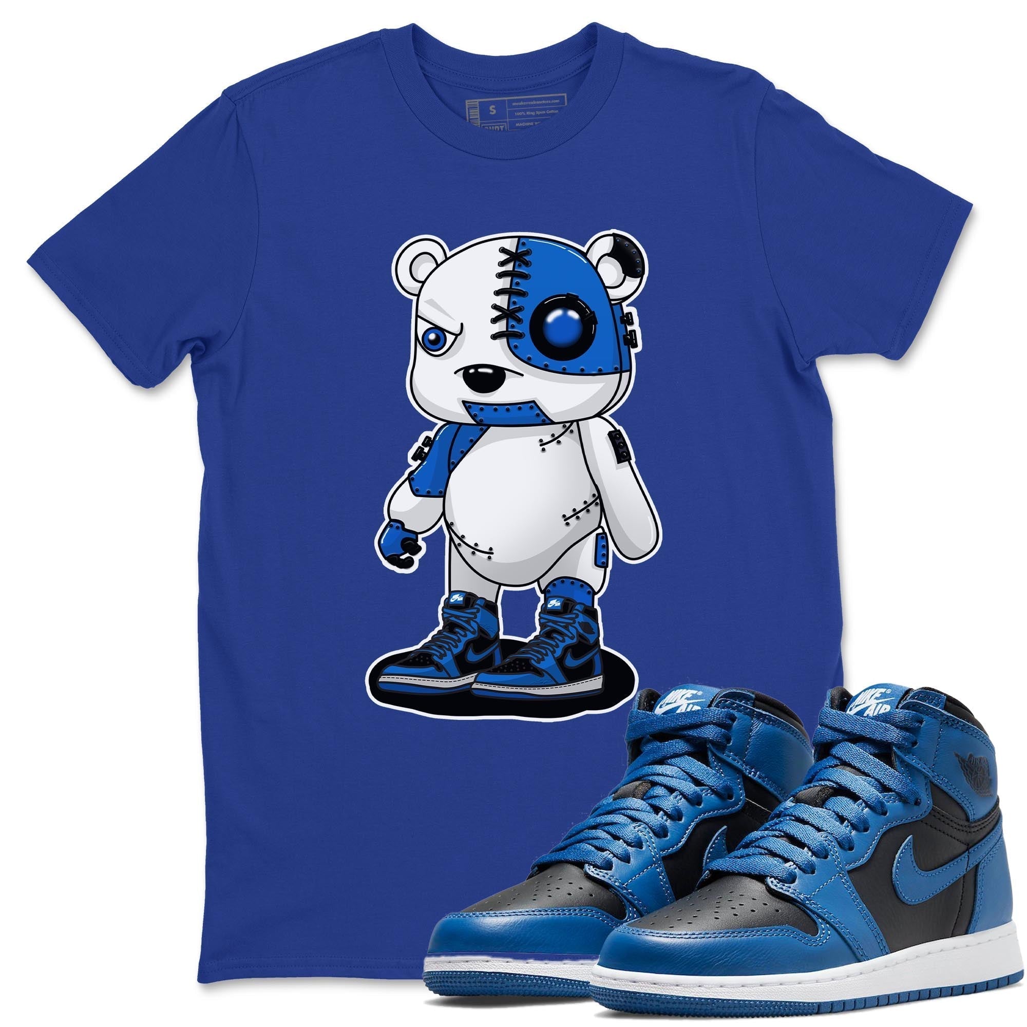 Jordan 1 Dark Marina Blue Sneaker Matching T-Shirt Cyborg Bear Sneaker Tees Jordan 1 Dark Marina Blue Sneaker Release Tees Crew Neck Tees