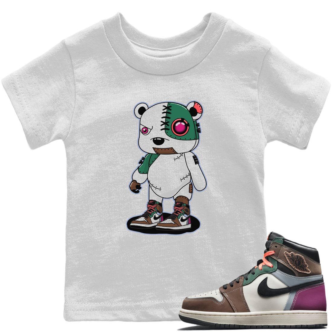 Jordan 1 Hand Crafted Sneaker Matching T-Shirt Cyborg Bear Sneaker Tees Jordan 1 Hand Crafted Sneaker Release Tees Kids Shirts