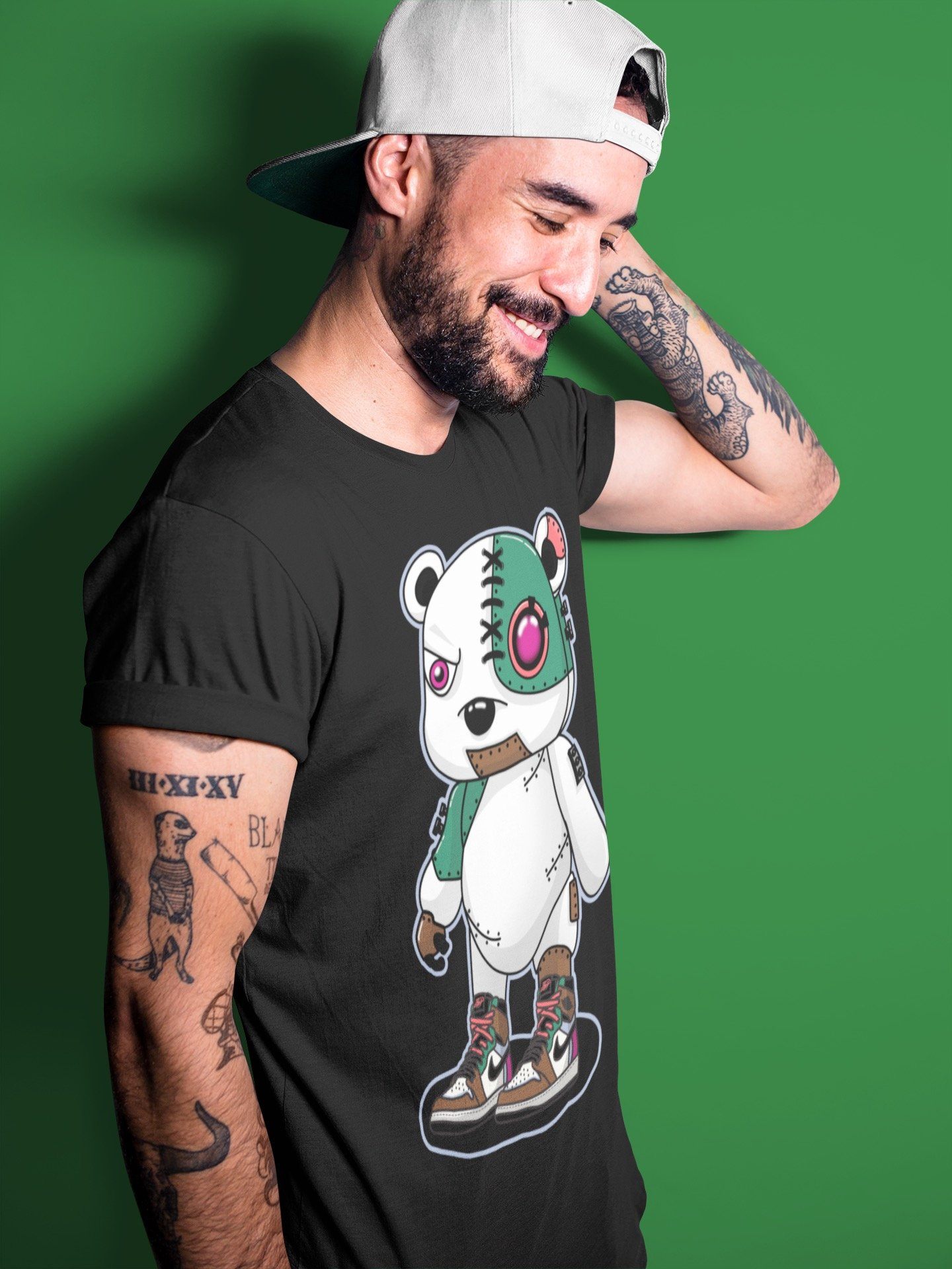 Jordan 1 Hand Crafted Sneaker Matching T-Shirt Cyborg Bear Sneaker Tees Jordan 1 Hand Crafted Sneaker Release Tees Crew Neck Tees