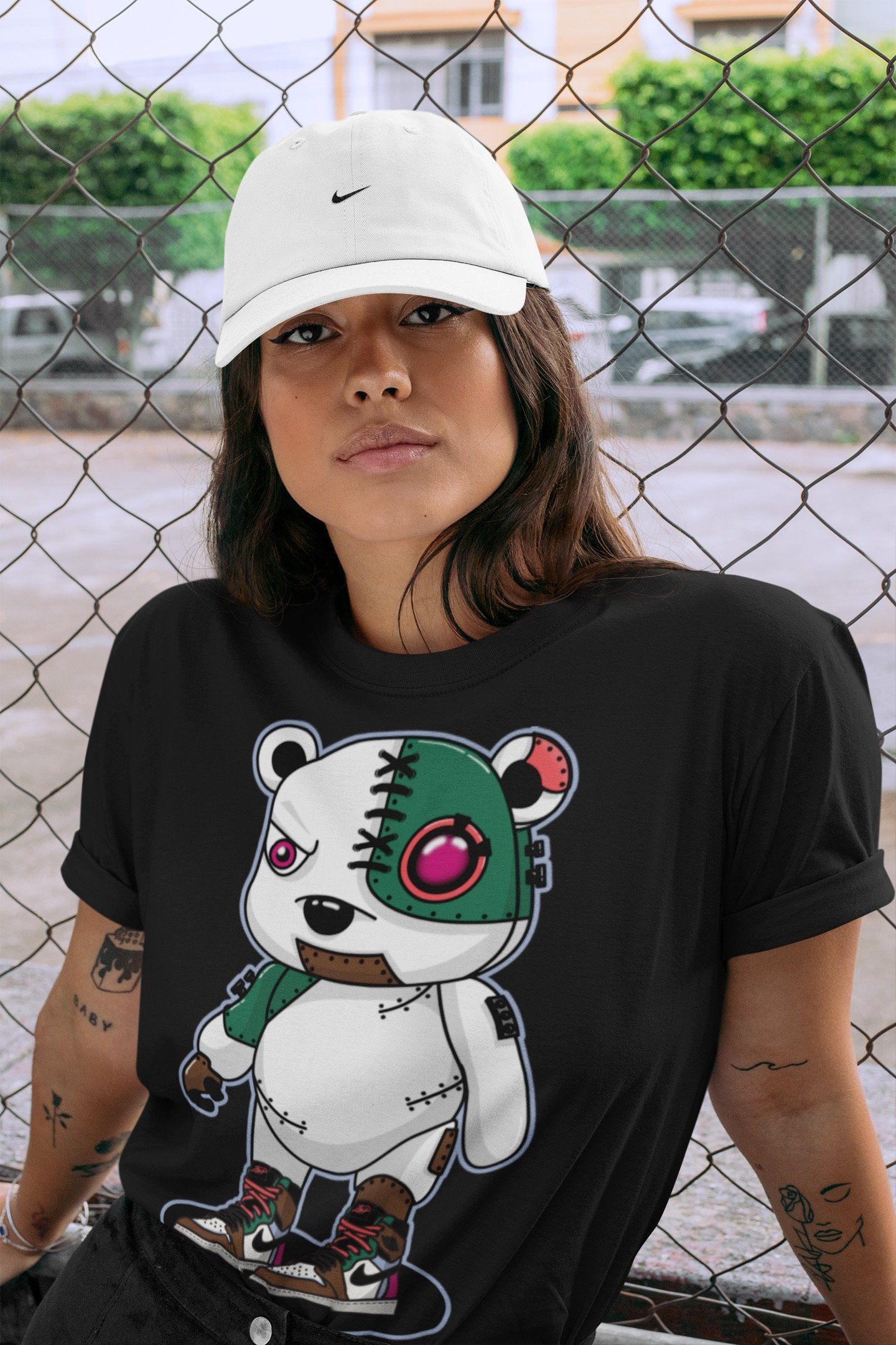 Jordan 1 Hand Crafted Sneaker Matching T-Shirt Cyborg Bear Sneaker Tees Jordan 1 Hand Crafted Sneaker Release Tees Crew Neck Tees
