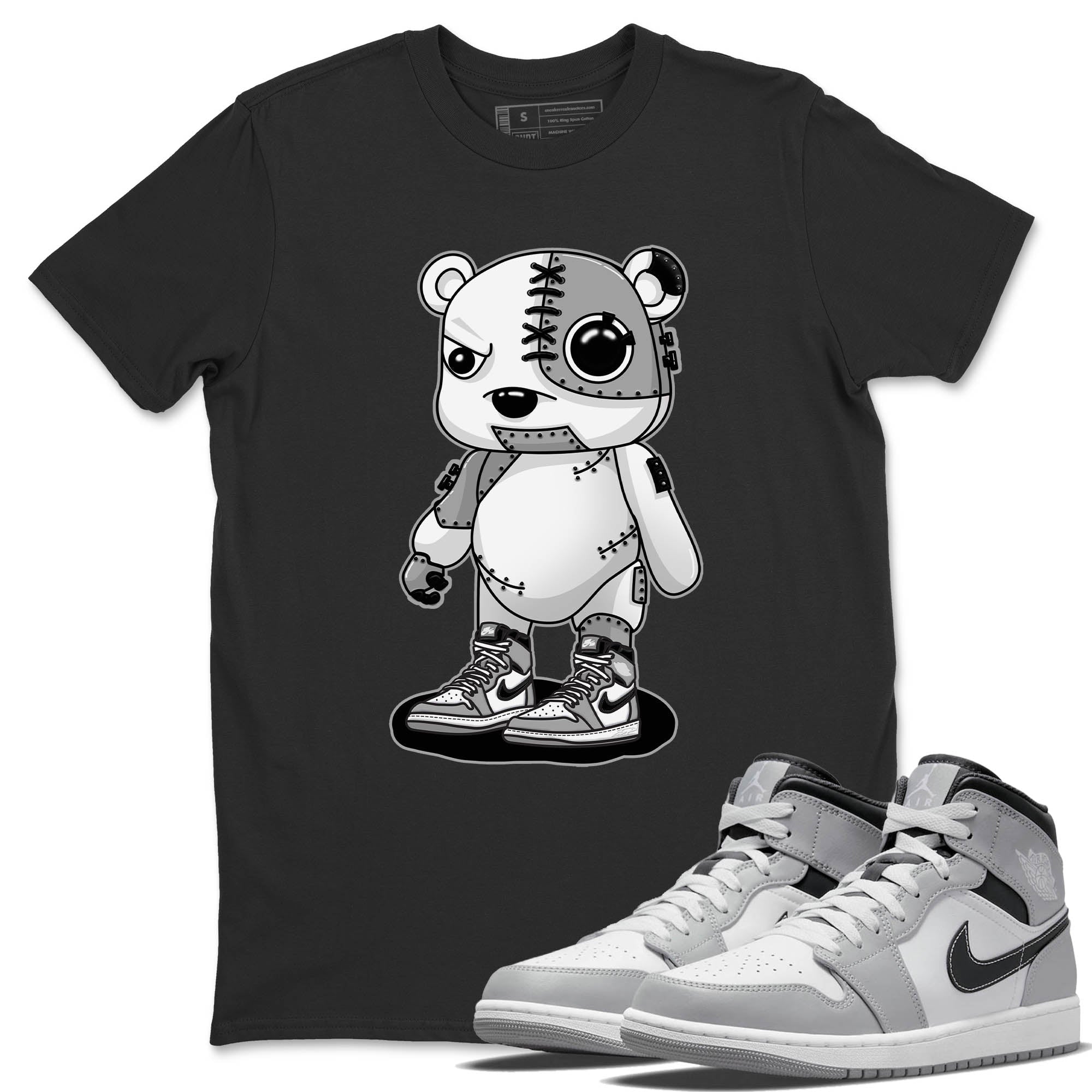 Jordan 1 Light Smoke Grey Sneaker Matching T-Shirt Cyborg Bear Sneaker Tees Jordan 1 Light Smoke Grey Sneaker Release Tees Crew Neck Tees