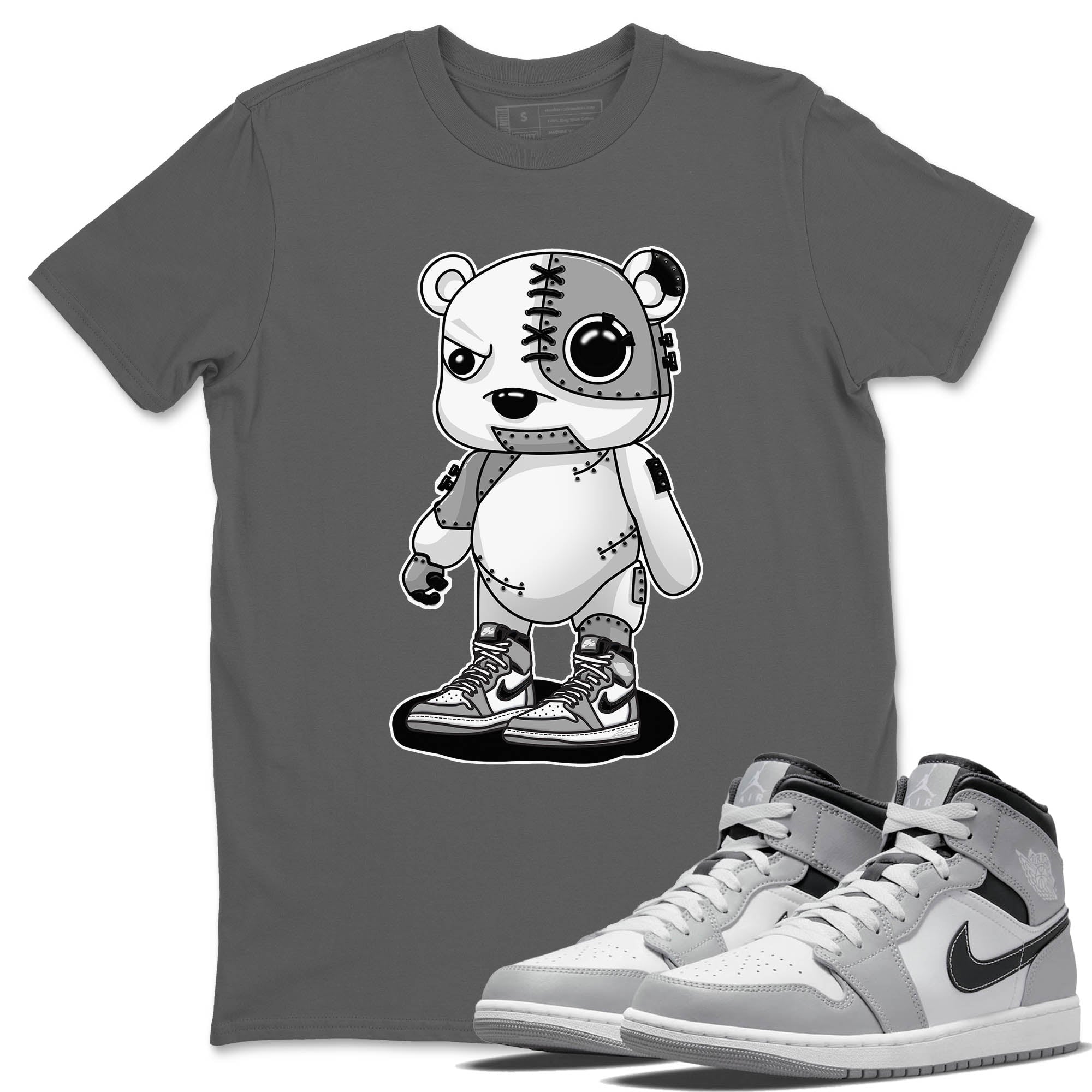 Jordan 1 Light Smoke Grey Sneaker Matching T-Shirt Cyborg Bear Sneaker Tees Jordan 1 Light Smoke Grey Sneaker Release Tees Crew Neck Tees