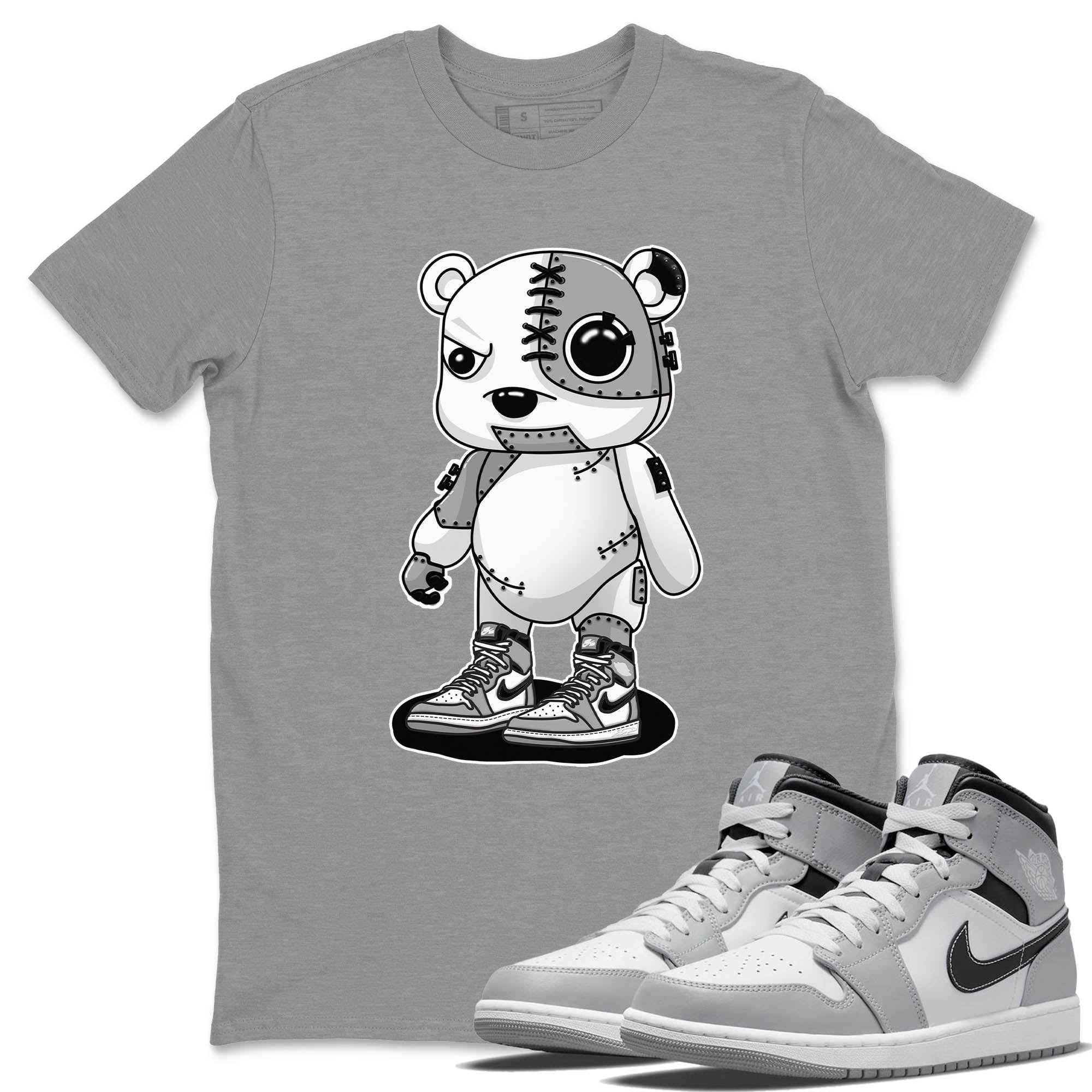 Jordan 1 Light Smoke Grey Sneaker Matching T-Shirt Cyborg Bear Sneaker Tees Jordan 1 Light Smoke Grey Sneaker Release Tees Crew Neck Tees