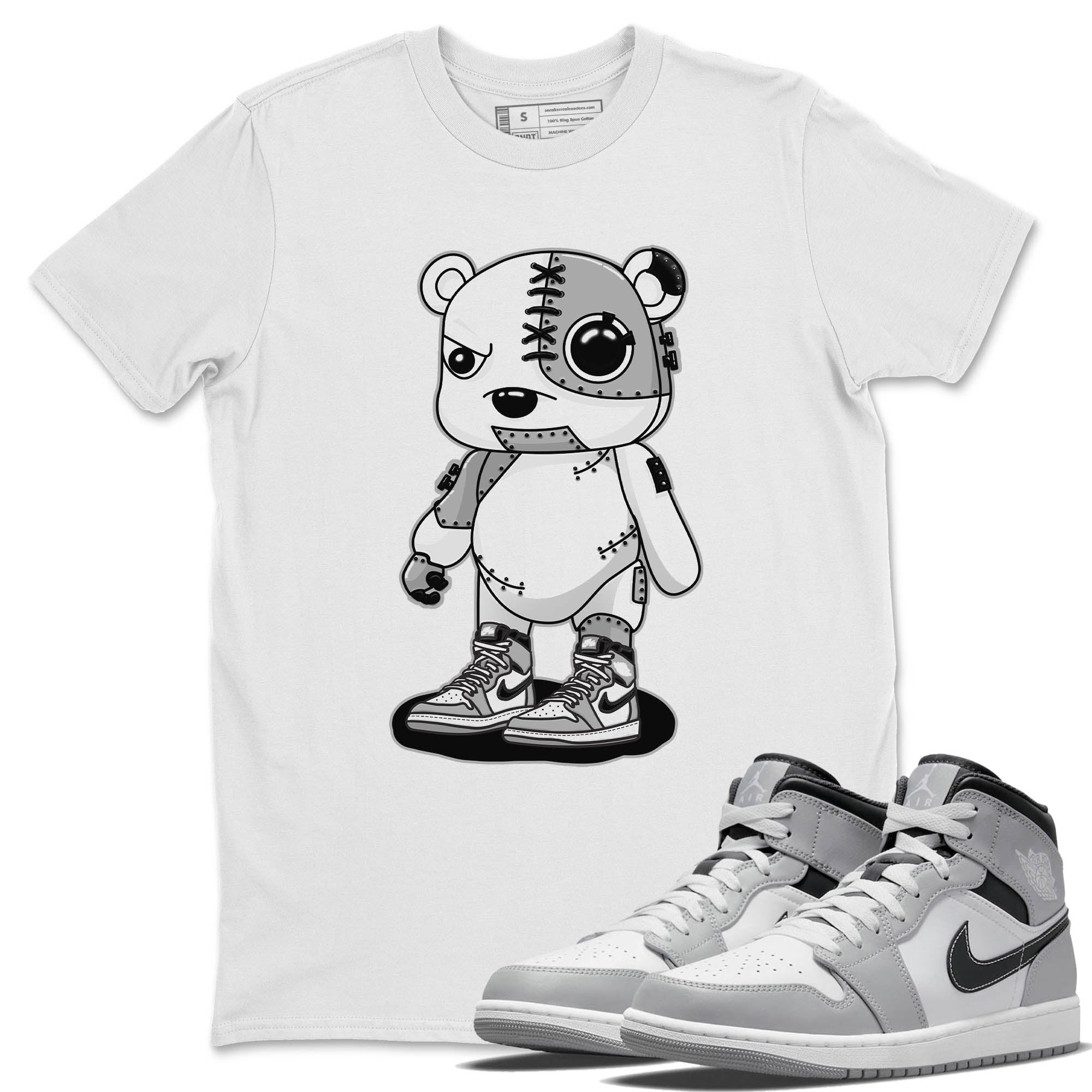 Jordan 1 Light Smoke Grey Sneaker Matching T-Shirt Cyborg Bear Sneaker Tees Jordan 1 Light Smoke Grey Sneaker Release Tees Crew Neck Tees