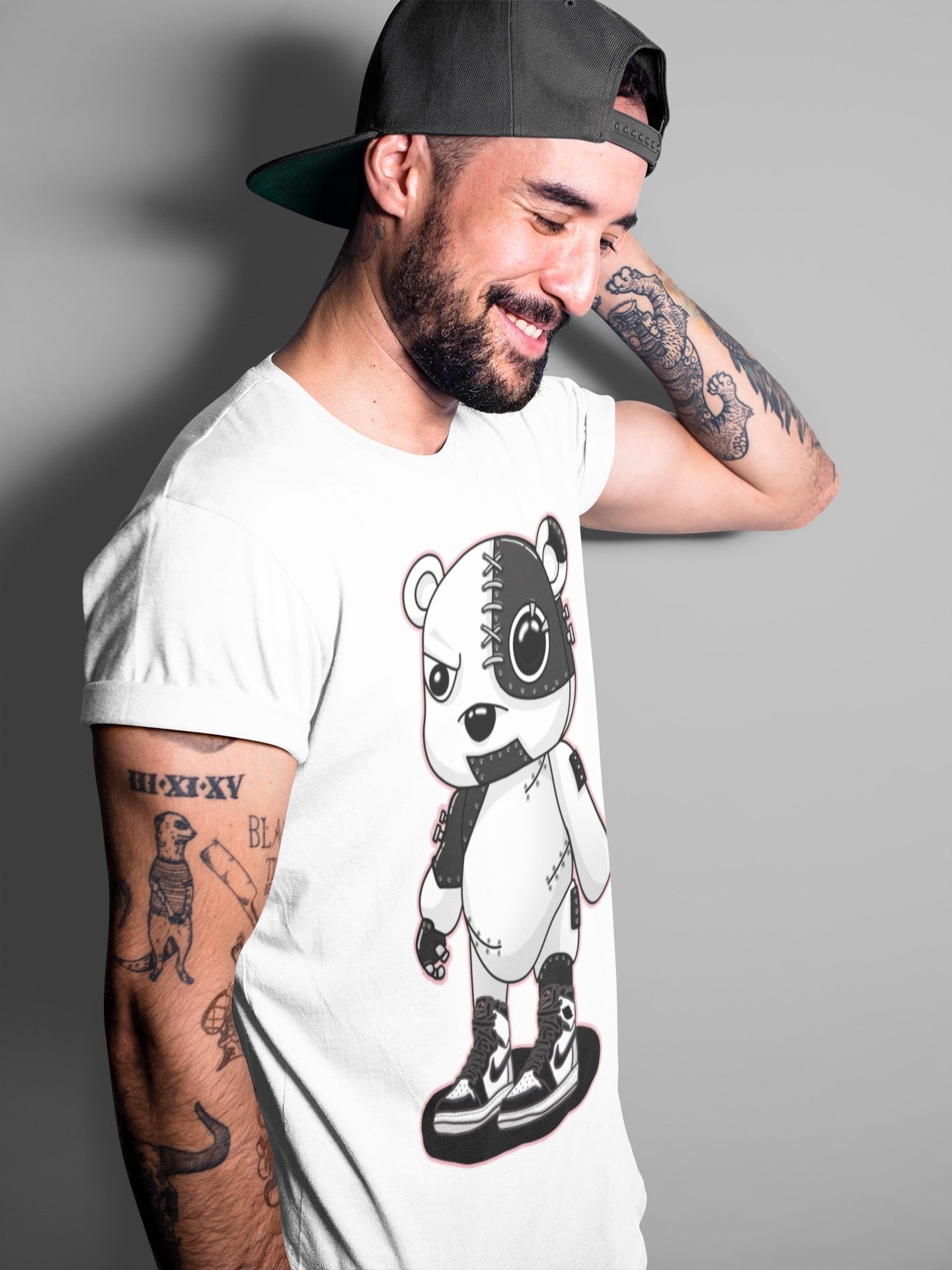 Jordan 1 Stage Haze Sneaker Matching T-Shirt Cyborg Bear Sneaker Tees Jordan 1 Stage Haze Sneaker Release Tees Crew Neck Tees