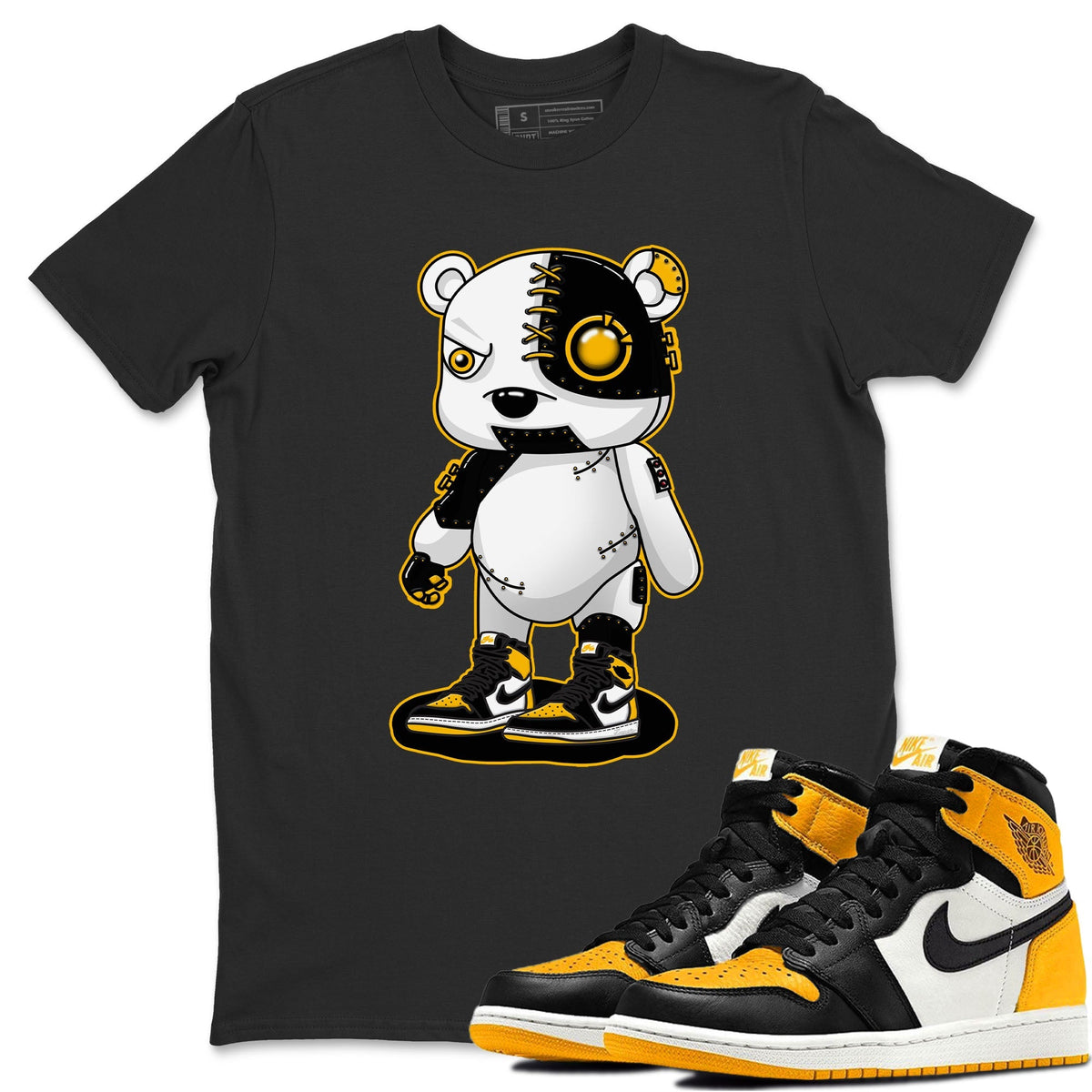Jordan 1 Taxi Sneaker Matching T-Shirt Cyborg Bear Sneaker Tees Jordan 1 Taxi Sneaker Release Tees Crew Neck Tees