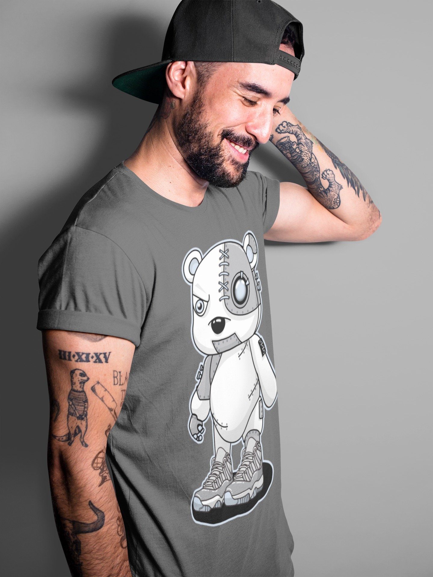 Jordan 11 Cool Grey Shirt To Match Jordans Cyborg Bear Sneaker Tees Jordan 11 Cool Grey Drip Gear Zone Sneaker Matching Clothing Unisex Shirts