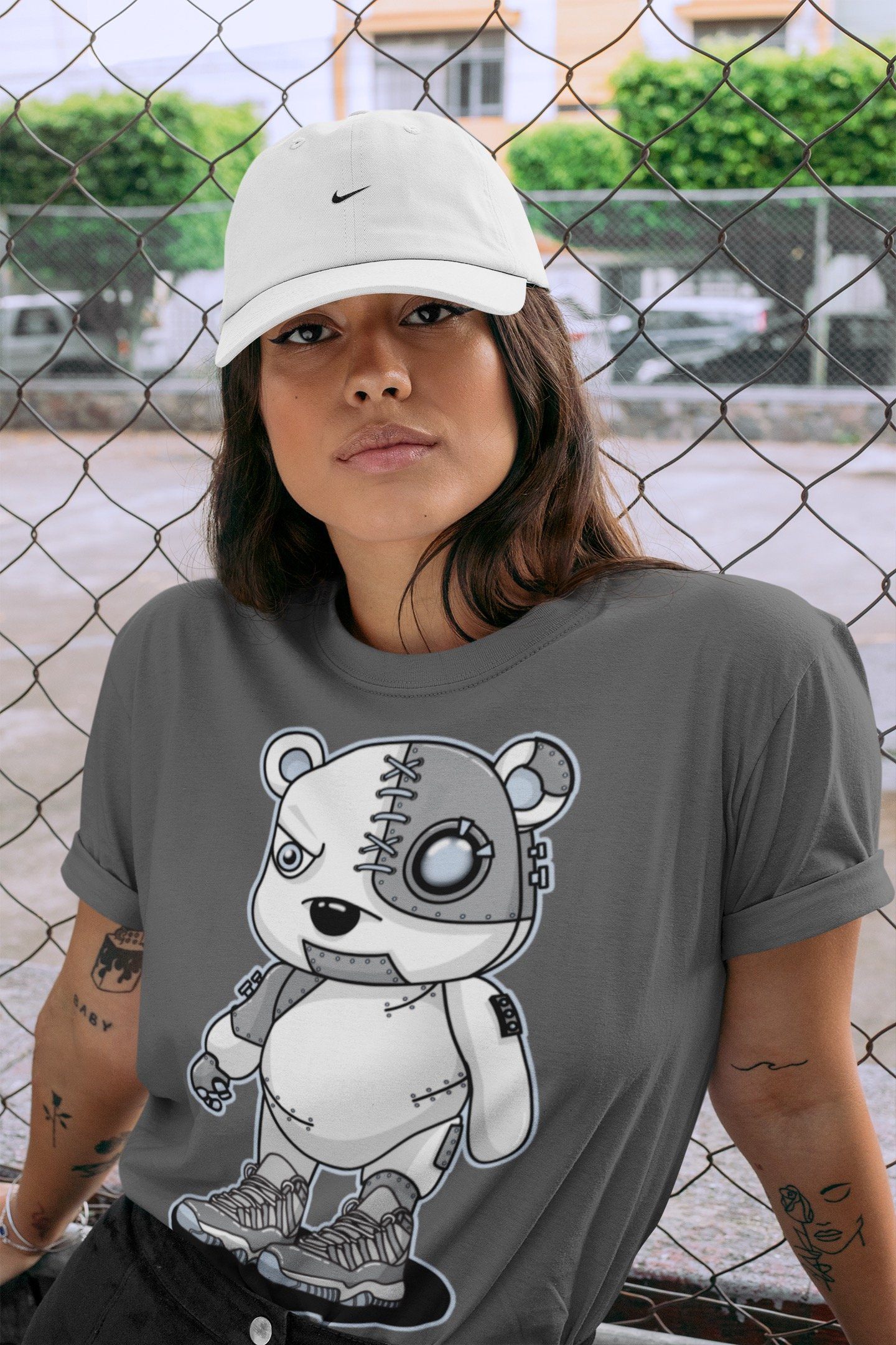 Jordan 11 Cool Grey Shirt To Match Jordans Cyborg Bear Sneaker Tees Jordan 11 Cool Grey Drip Gear Zone Sneaker Matching Clothing Unisex Shirts