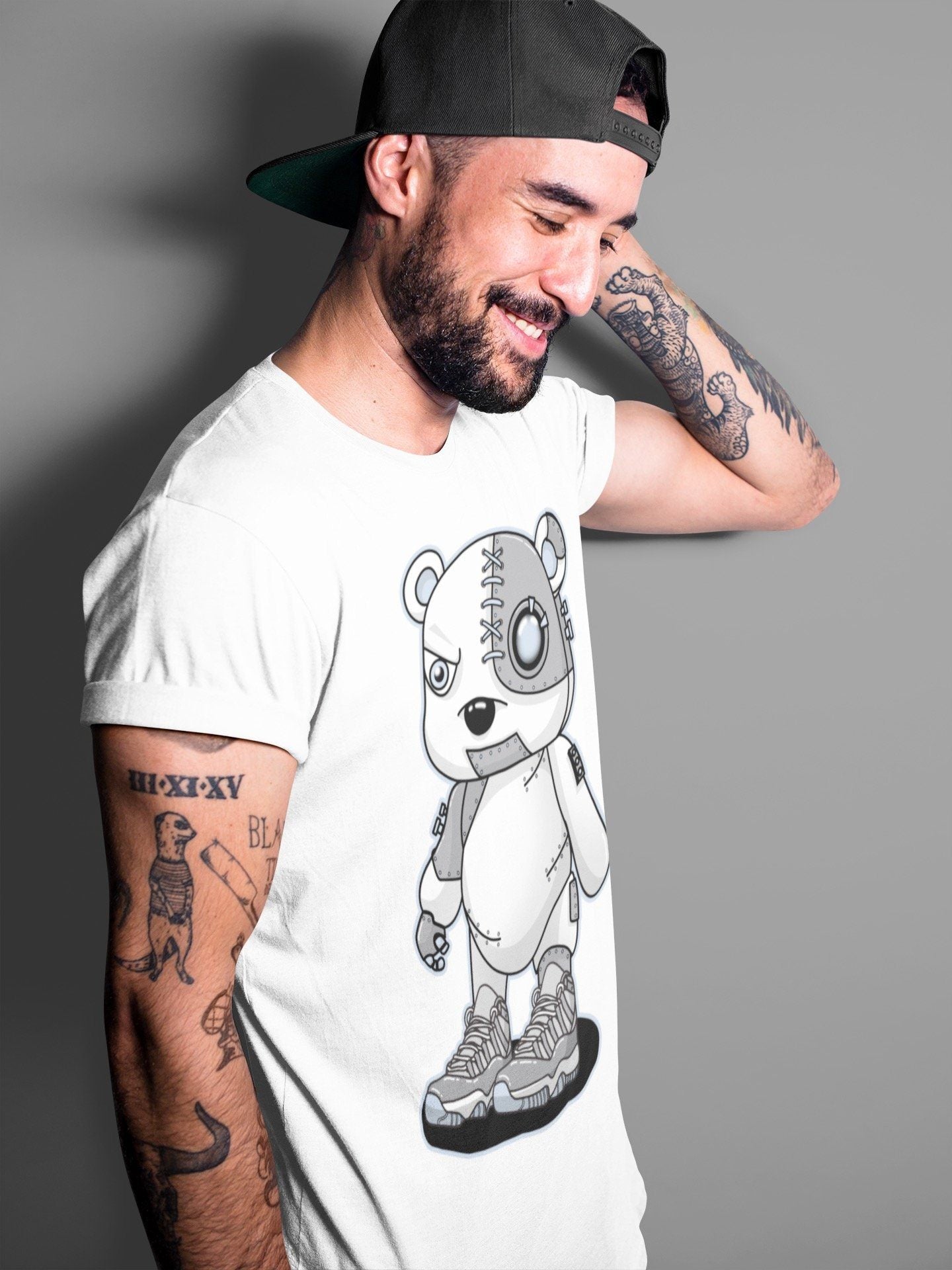 Jordan 11 Cool Grey Shirt To Match Jordans Cyborg Bear Sneaker Tees Jordan 11 Cool Grey Drip Gear Zone Sneaker Matching Clothing Unisex Shirts