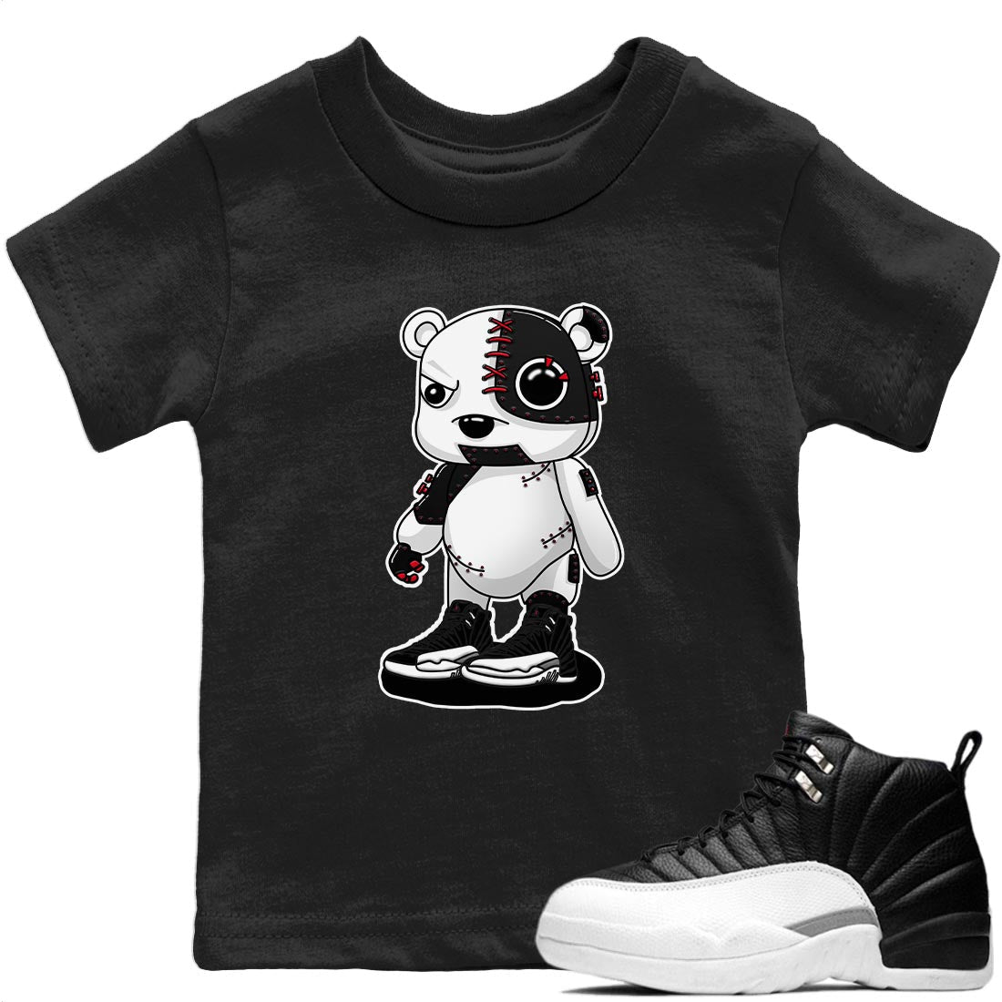 Jordan 12 Playoffs Sneaker Matching T-Shirt Cyborg Bear Sneaker Tees Jordan 12 Playoffs Sneaker Release Tees Kids Shirts