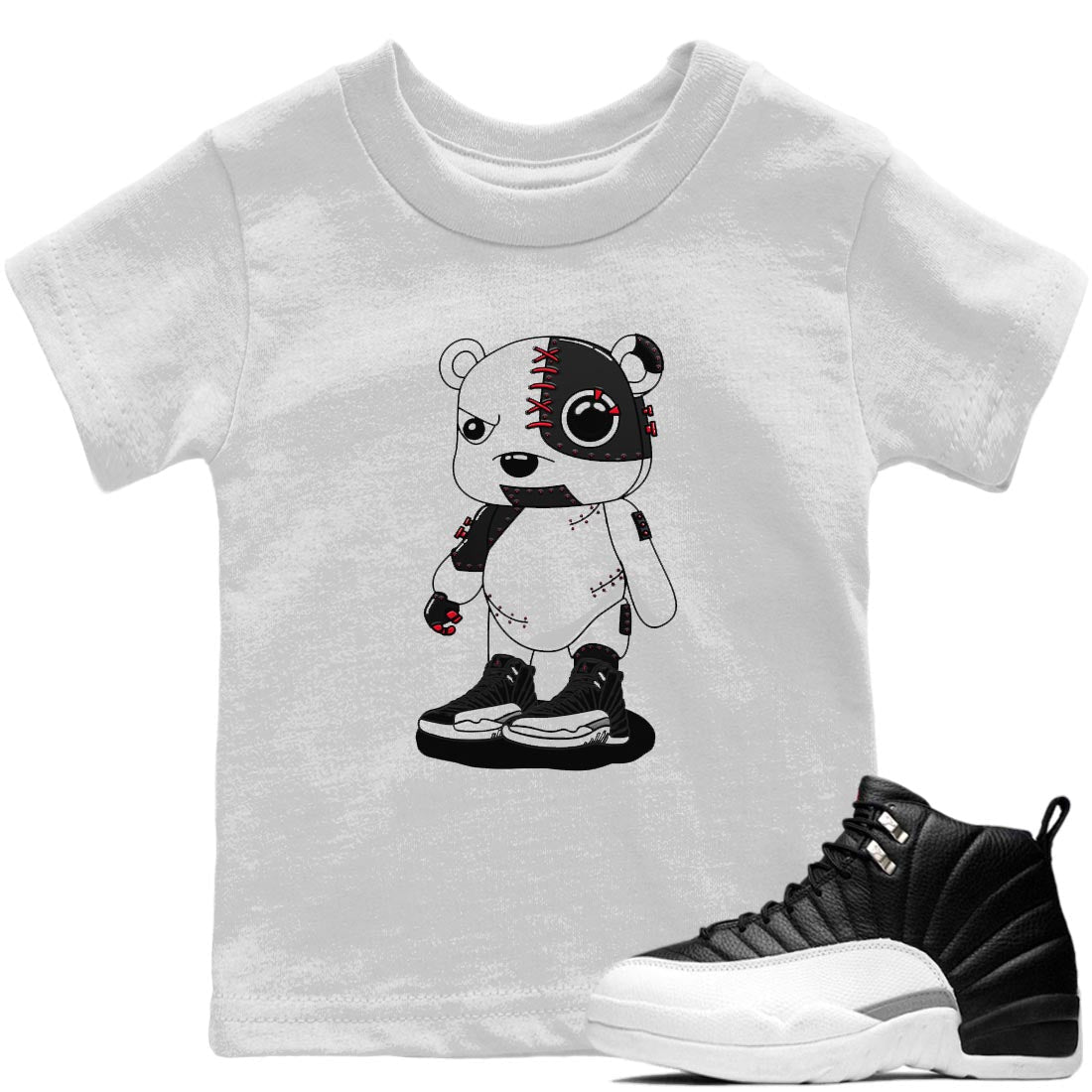 Jordan 12 Playoffs Sneaker Matching T-Shirt Cyborg Bear Sneaker Tees Jordan 12 Playoffs Sneaker Release Tees Kids Shirts