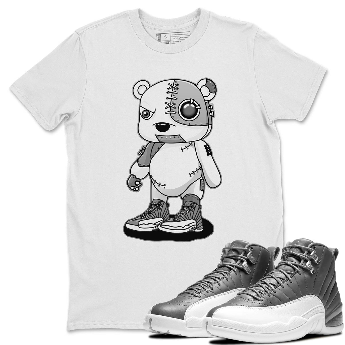 Jordan 12 Stealth Sneaker Matching T-Shirt Cyborg Bear Sneaker Tees Jordan 12 Stealth Sneaker Release Tees Crew Neck Tees