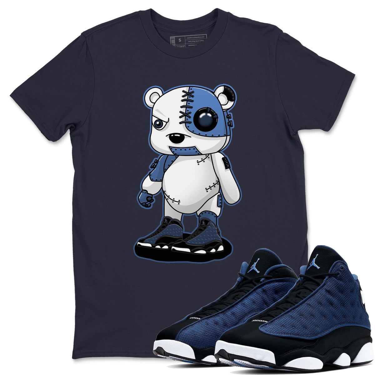 Jordan 13 Brave Blue Sneaker Matching T-Shirt Cyborg Bear Sneaker Tees Jordan 13 Brave Blue Sneaker Release Tees Crew Neck Tees
