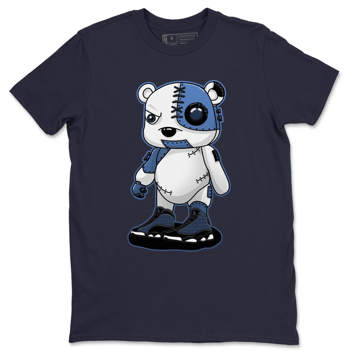 Jordan 13 Brave Blue Sneaker Matching T-Shirt Cyborg Bear Sneaker Tees Jordan 13 Brave Blue Sneaker Release Tees Crew Neck Tees