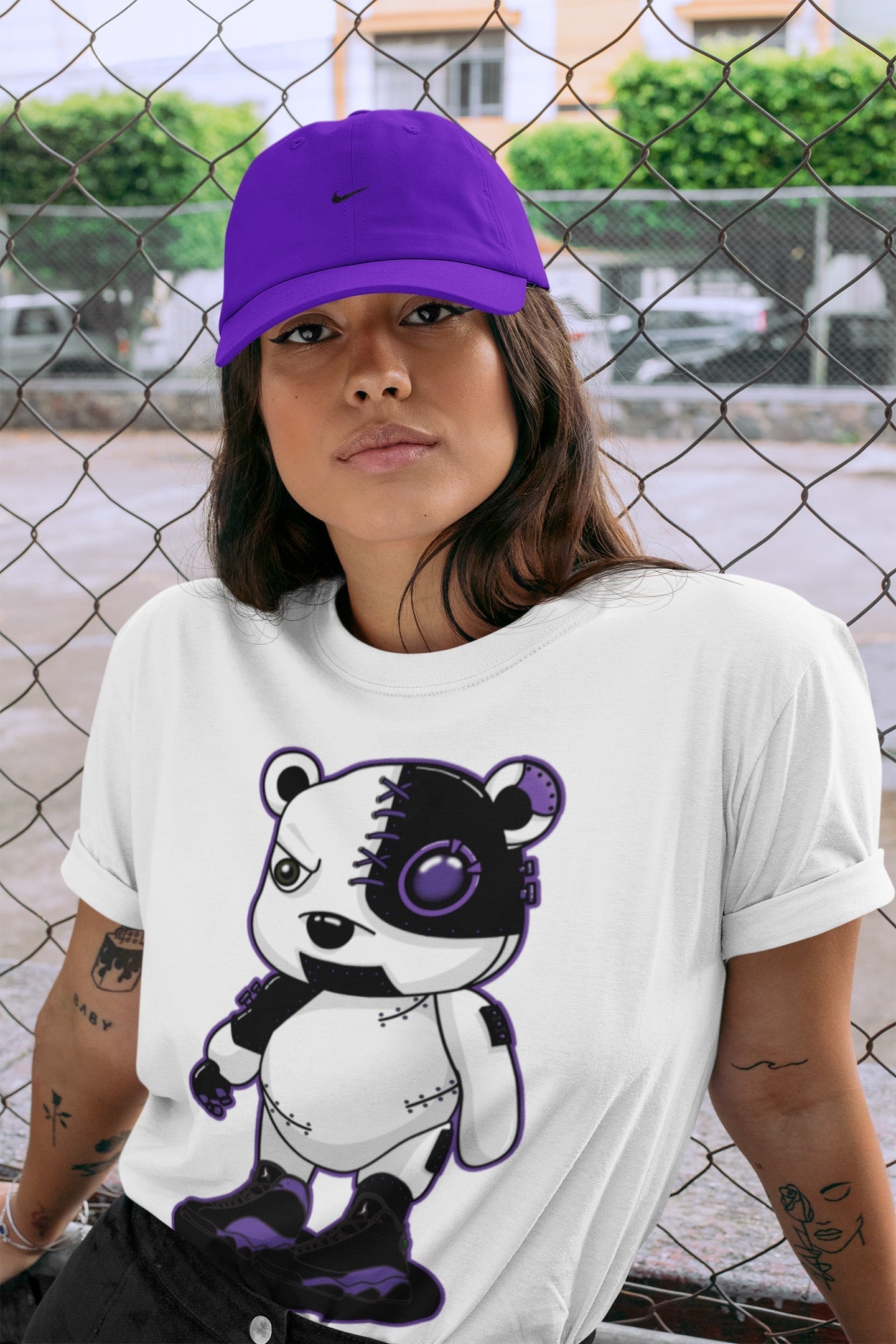 Jordan 13 Court Purple Shirt To Match Jordans Cyborg Bear Sneaker Tees Jordan 13 Court Purple Drip Gear Zone Sneaker Matching Clothing Unisex Shirts