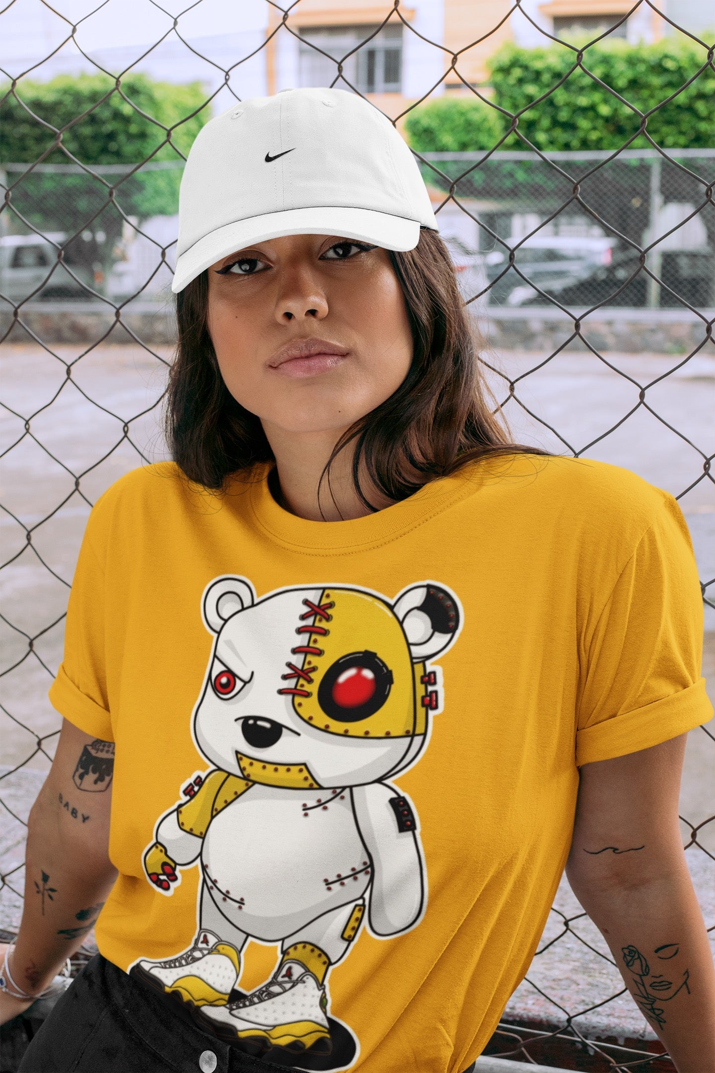 Jordan 13 Del Sol Shirt To Match Jordans Cyborg Bear Sneaker Tees Jordan 13 Del Sol Drip Gear Zone Sneaker Matching Clothing Unisex Shirts