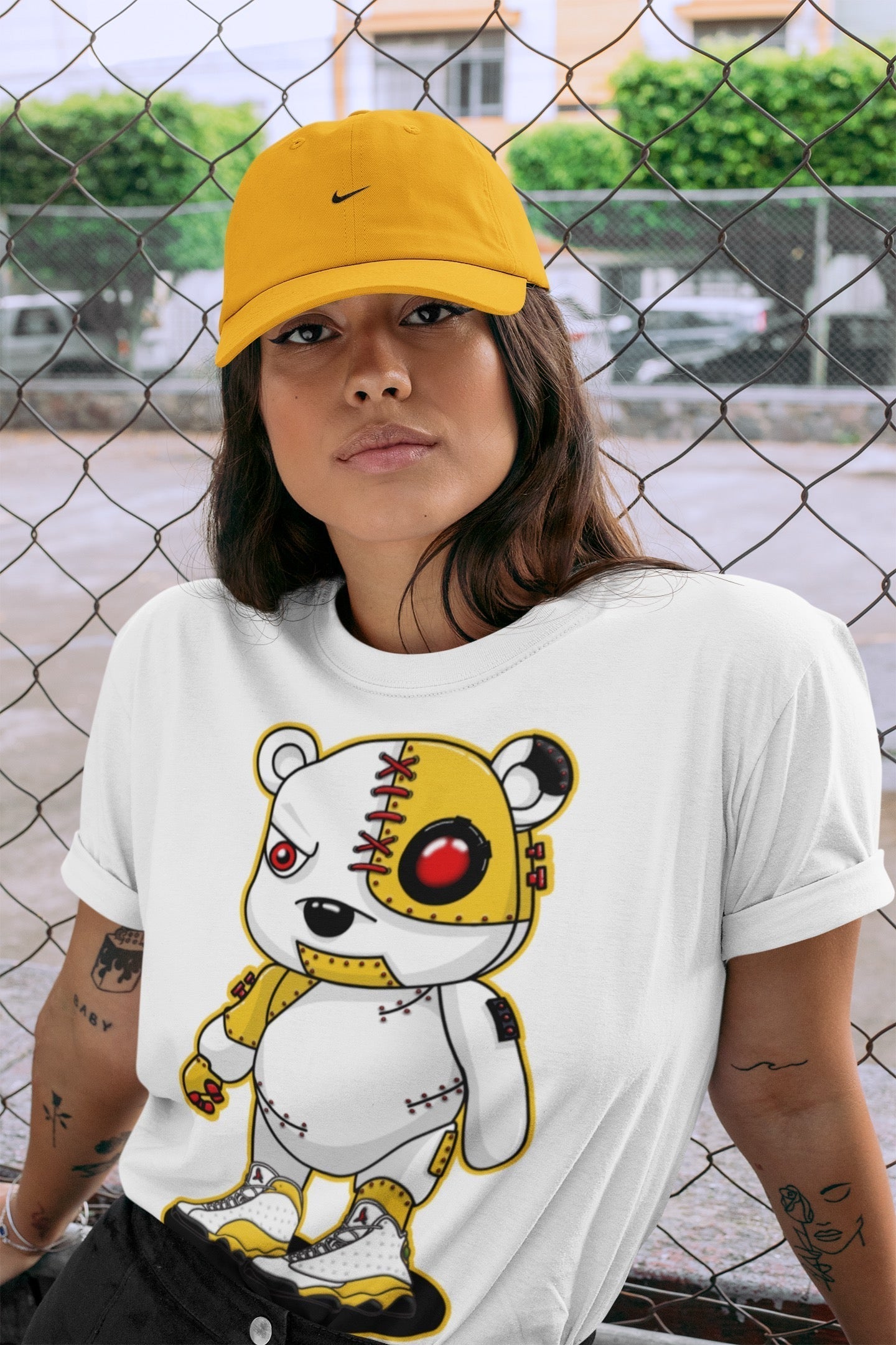 Jordan 13 Del Sol Shirt To Match Jordans Cyborg Bear Sneaker Tees Jordan 13 Del Sol Drip Gear Zone Sneaker Matching Clothing Unisex Shirts